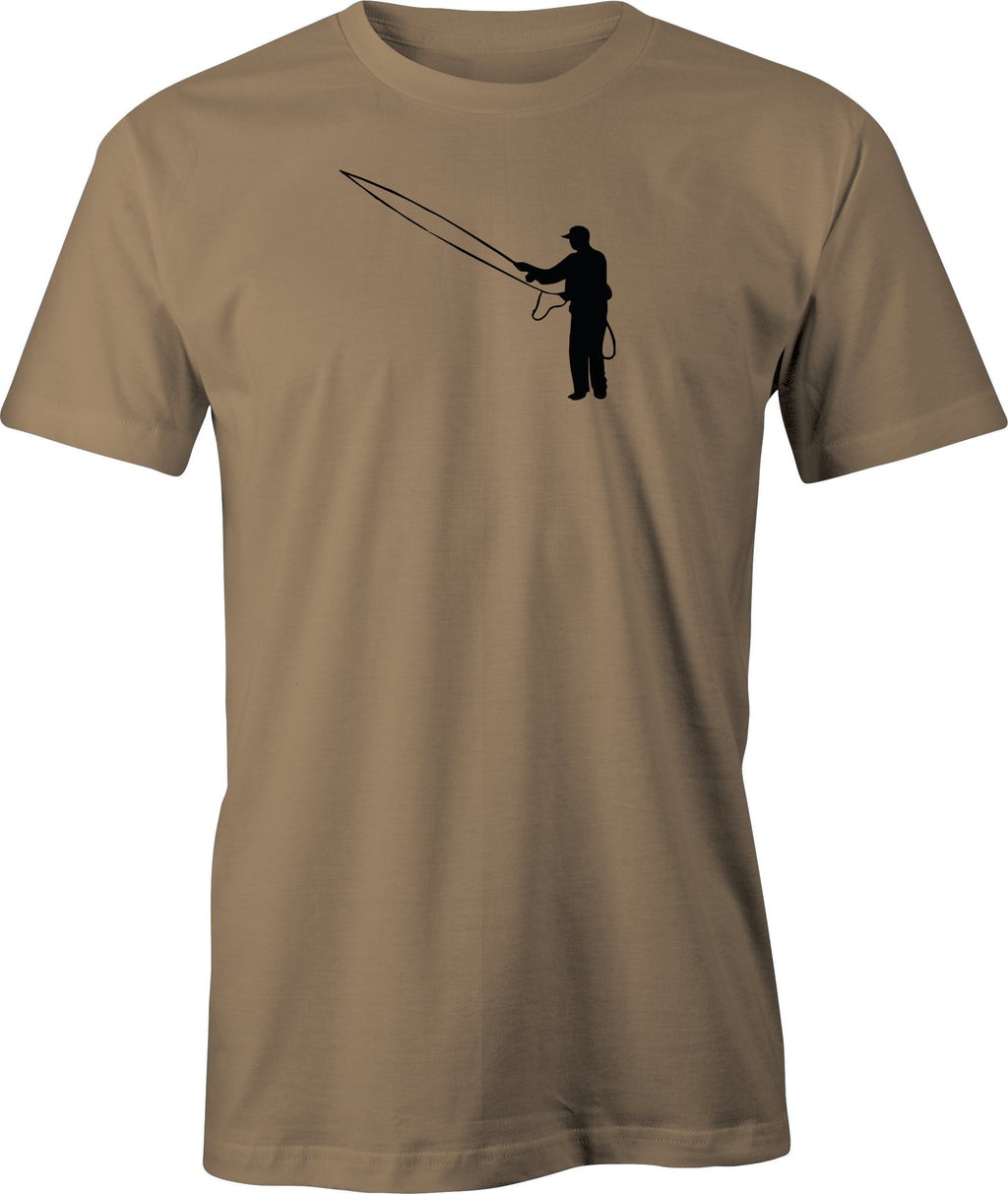 Fly Fisherman drawing printed on Men's T shirt
