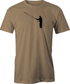 Fly Fisherman drawing printed on Men's T shirt