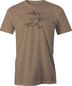 Hawker Hurricane Line Drawing printed on Men's T shirt