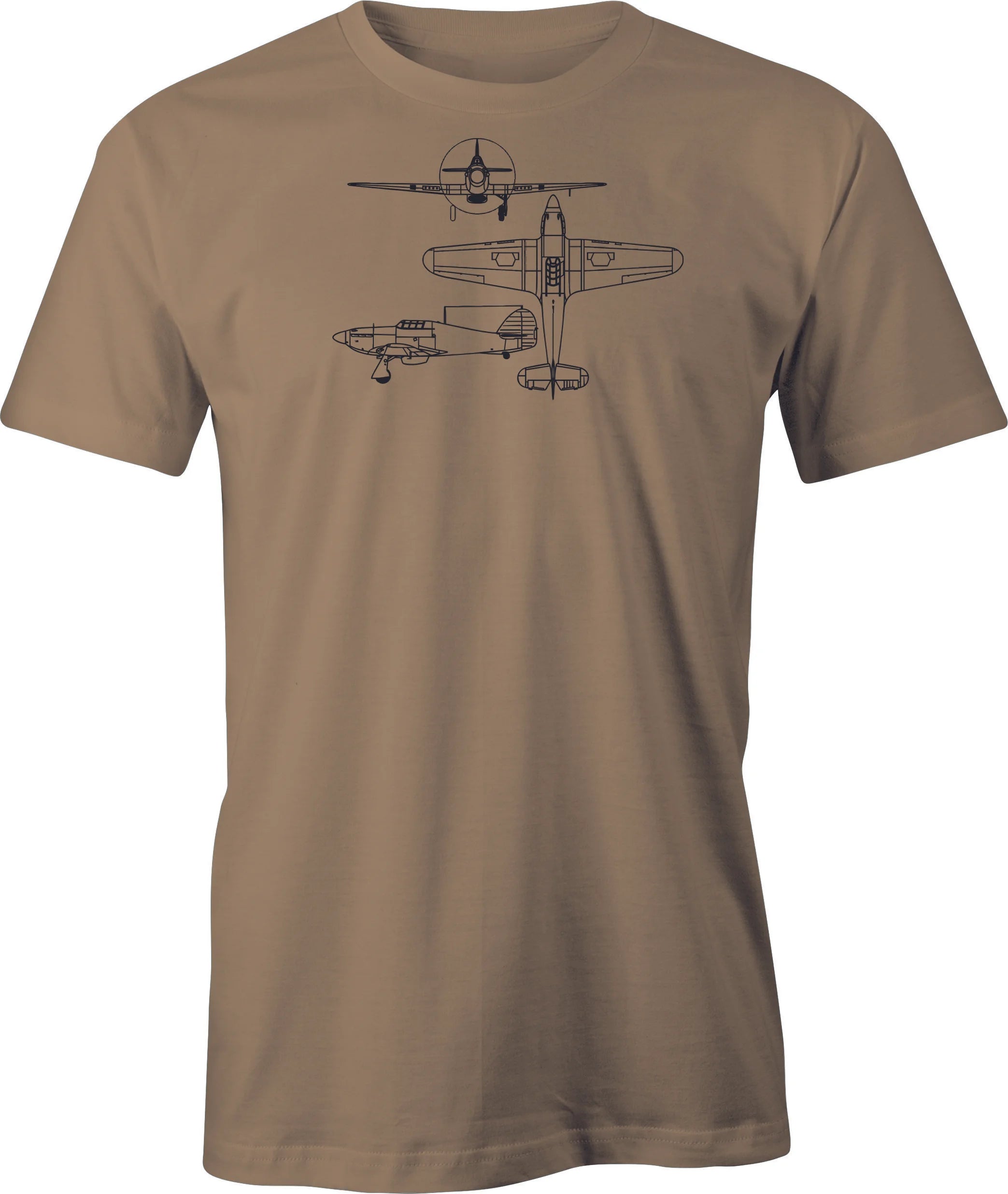 Hawker Hurricane Line Drawing printed on Men's T shirt