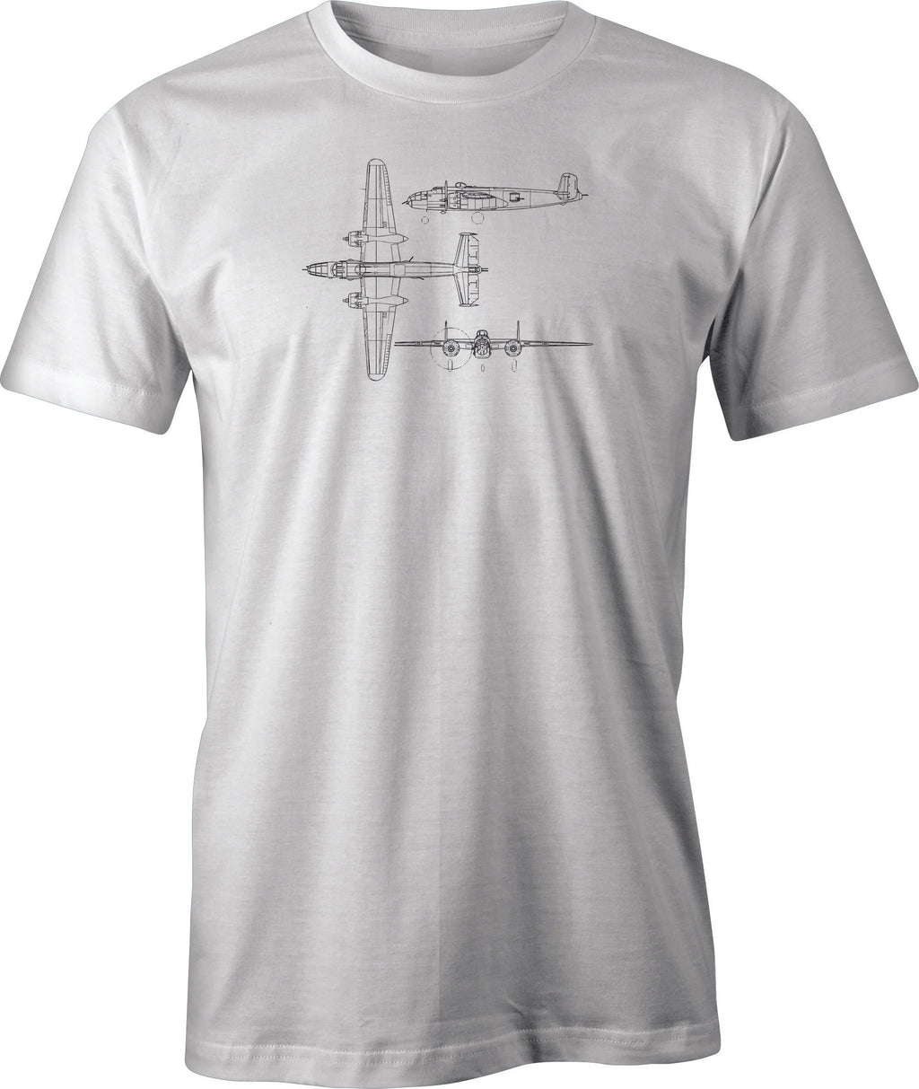 B25 Mitchell Line Drawing printed on Men's T shirt