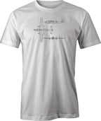 B25 Mitchell Line Drawing printed on Men's T shirt