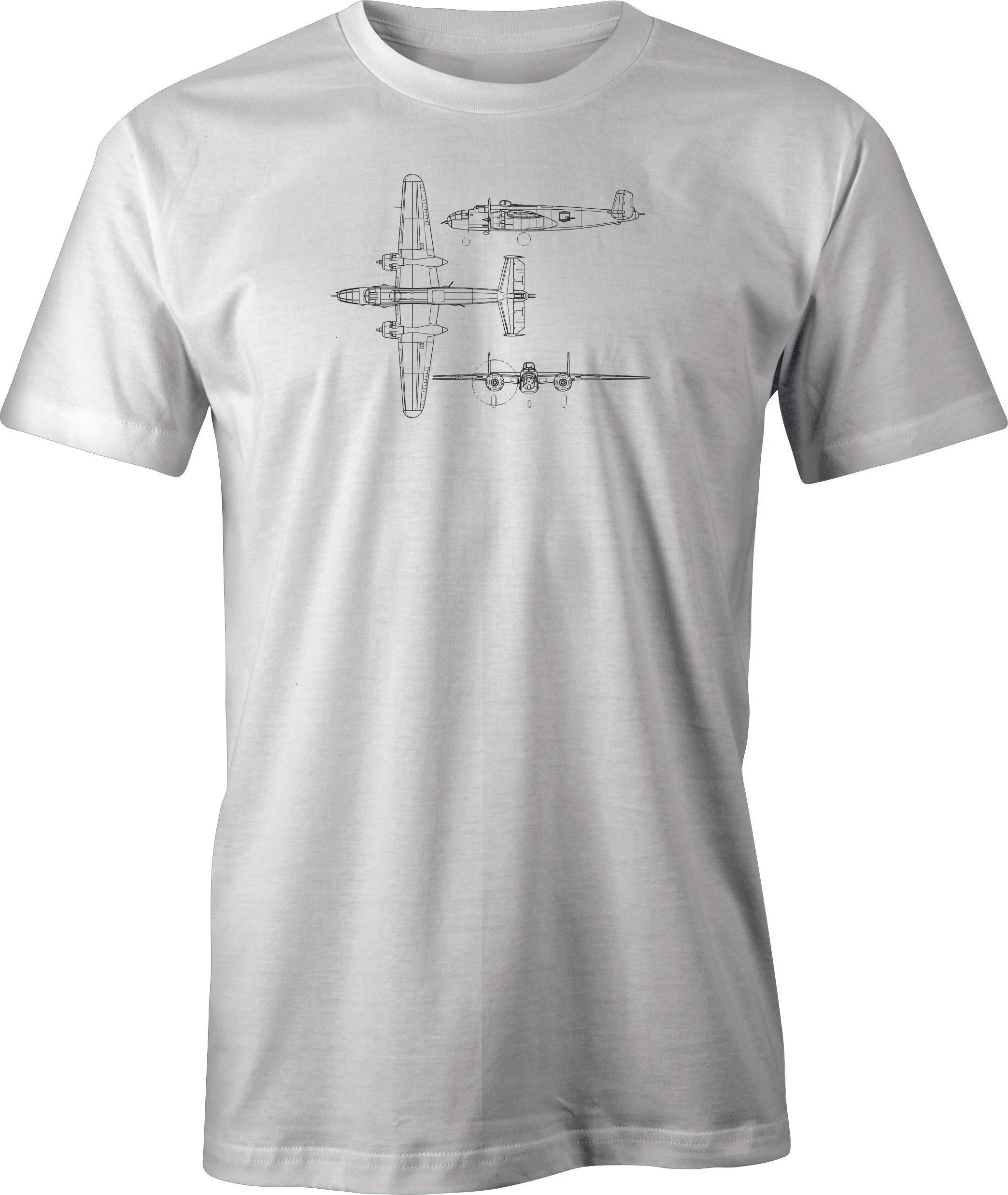 B25 Mitchell Line Drawing printed on Men's T shirt