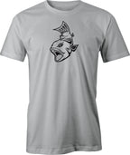 Attack Fish Drawing printed on Men's T shirt