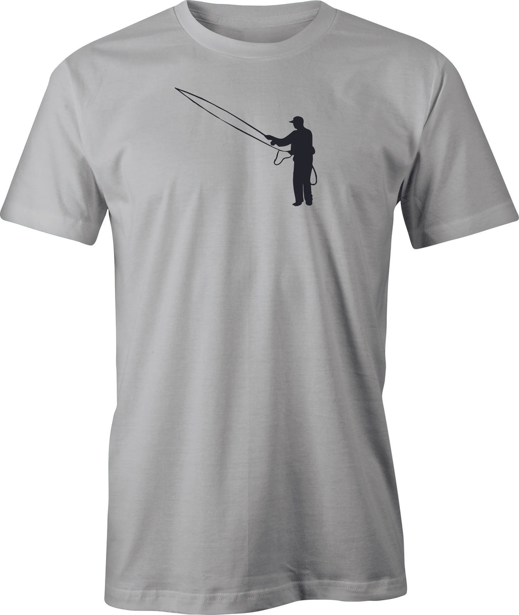 Fly Fisherman drawing printed on Men's T shirt