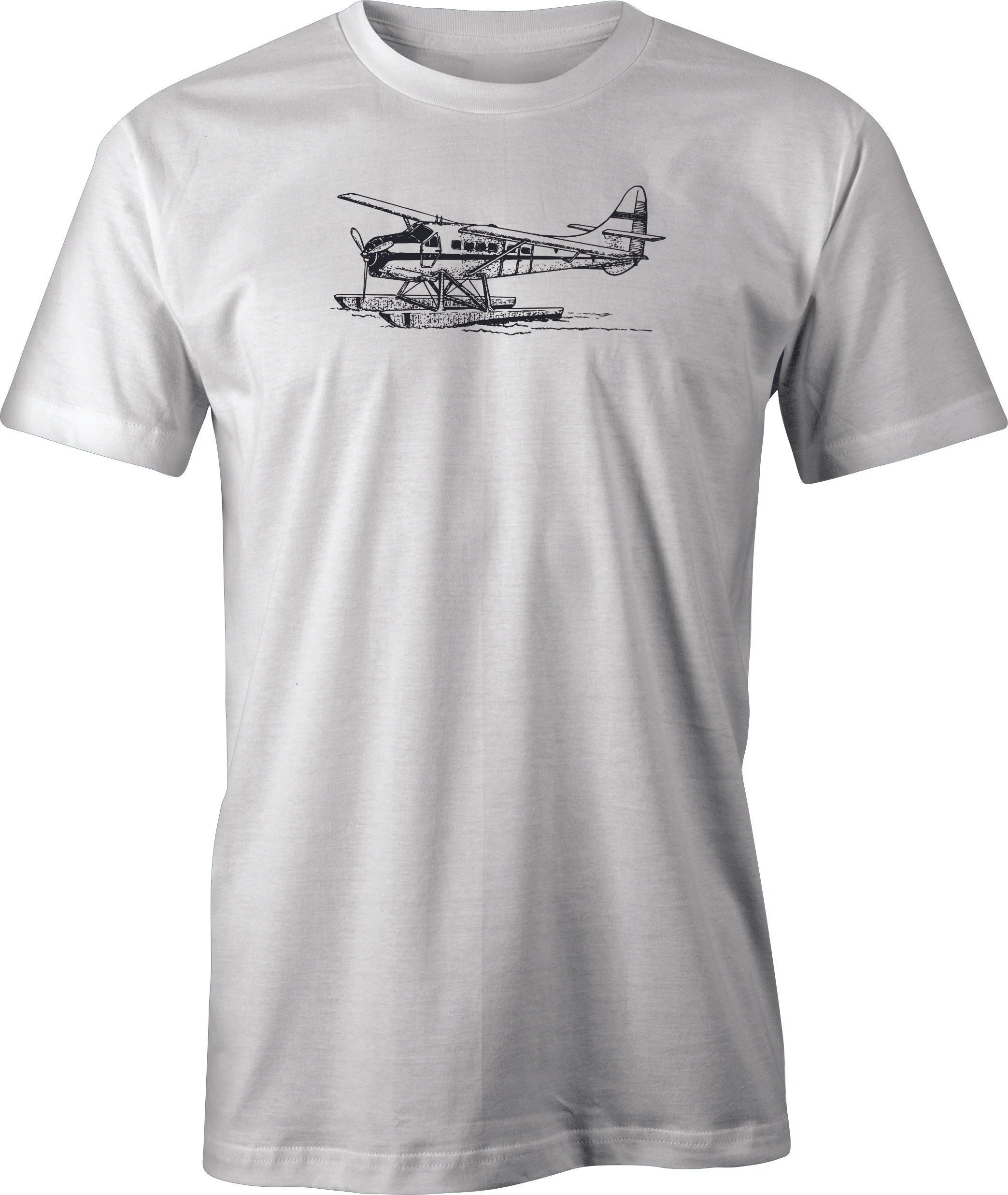 Beaver Float Plane Line Drawing printed on T shirt