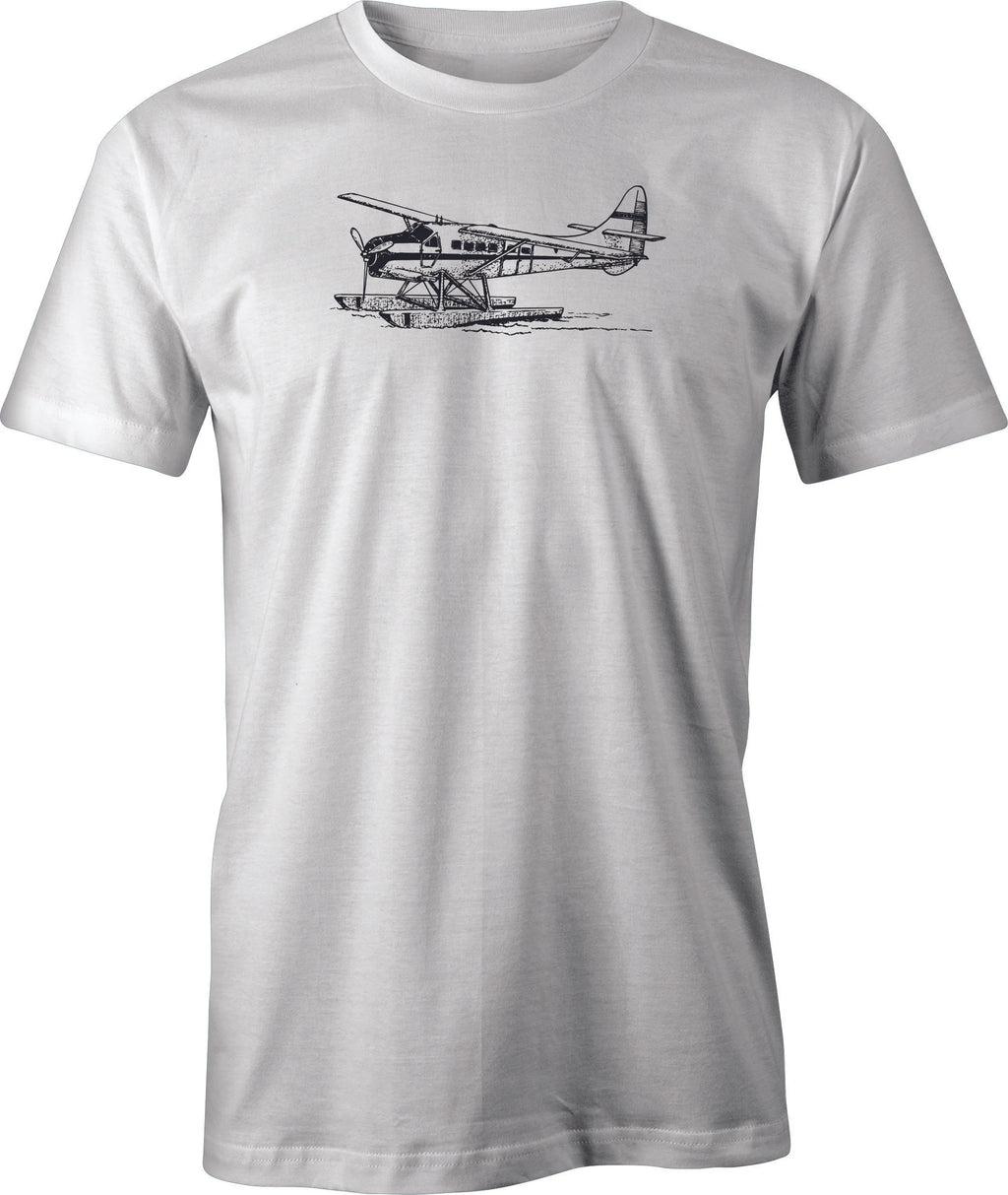 Beaver Float Plane Line Drawing printed on T shirt