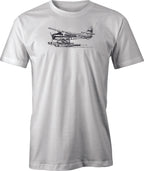 Beaver Float Plane Line Drawing printed on T shirt