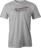 Russian Biplane Line Drawing printed on Men's T shirt