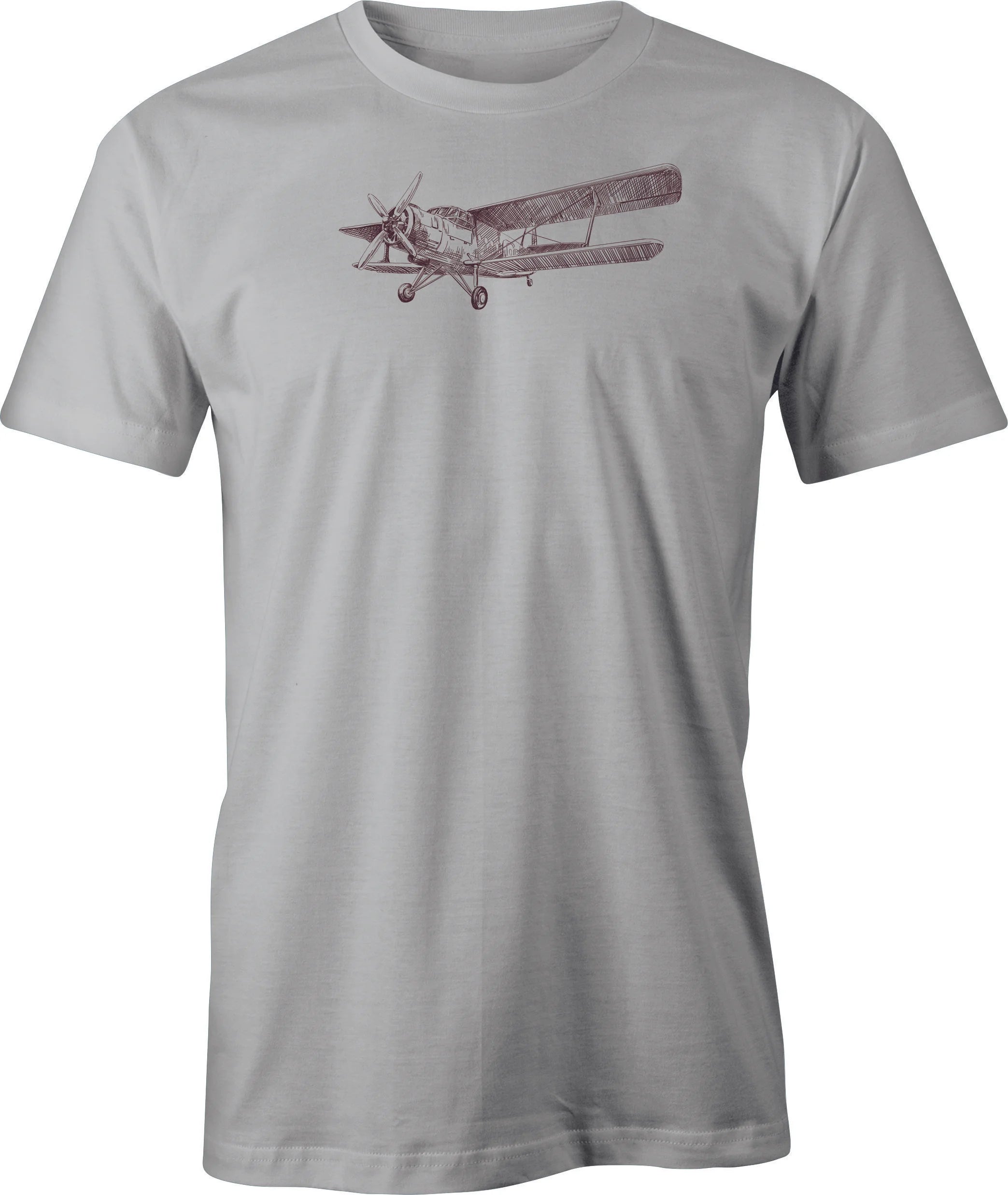 Russian Biplane Line Drawing printed on Men's T shirt