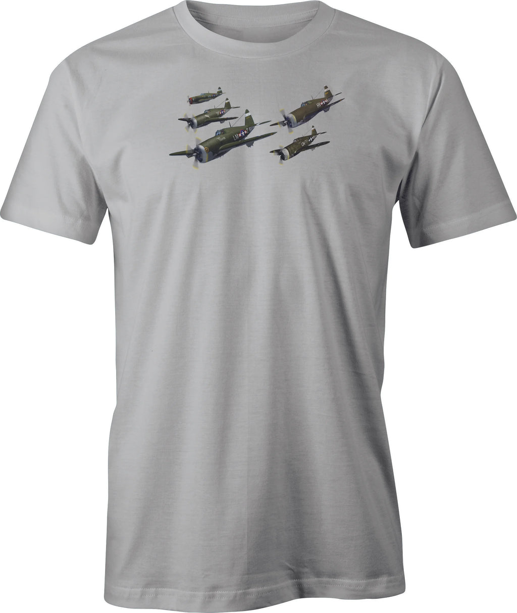 Flight of P 47's Color Image printed on Men's T shirt