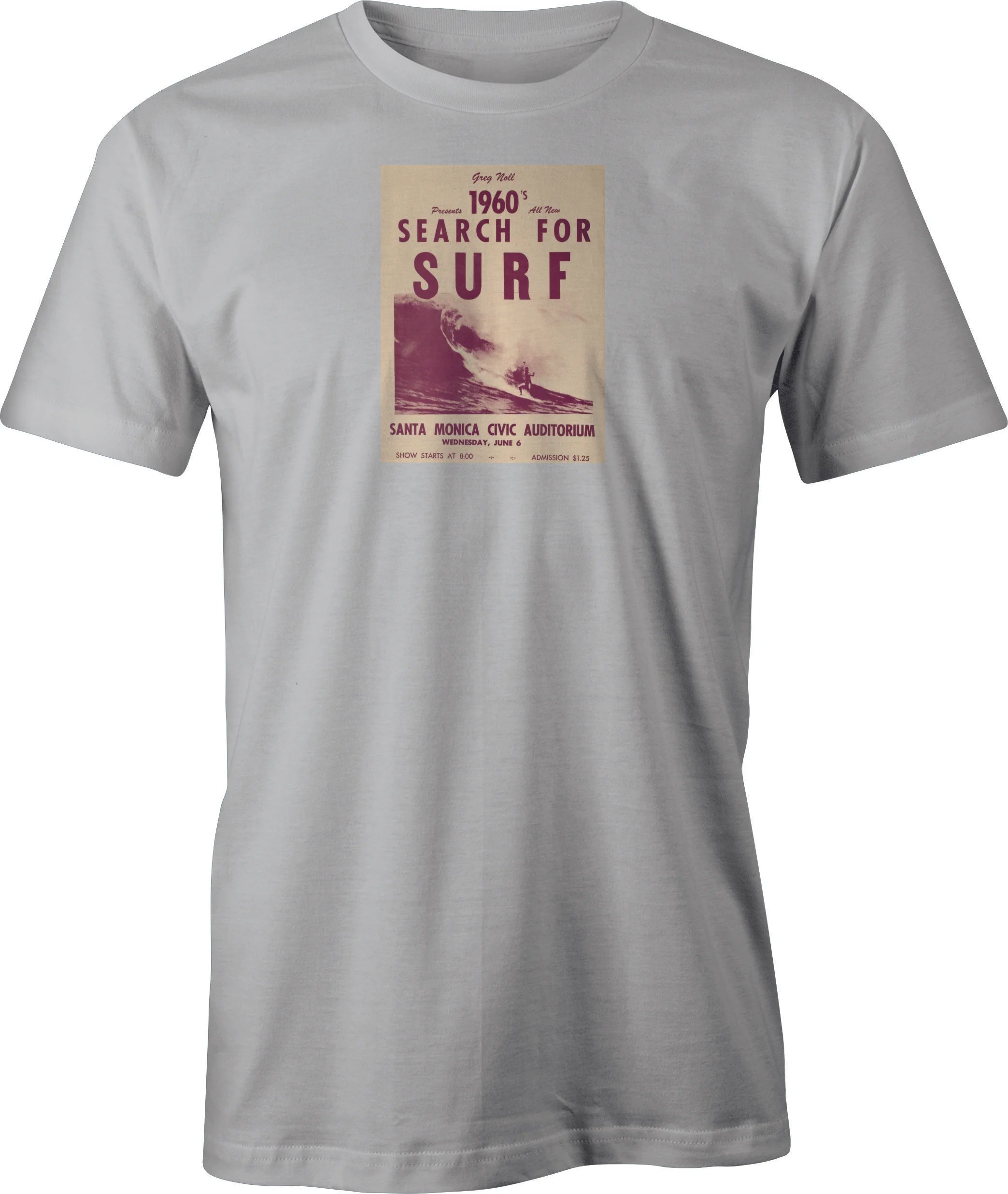 Vintage 1960 Surf Greg Noll Surf film poster printed on T shirt