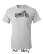 Harley with Springer forks printed on men's shirt. Classic Harley gift.