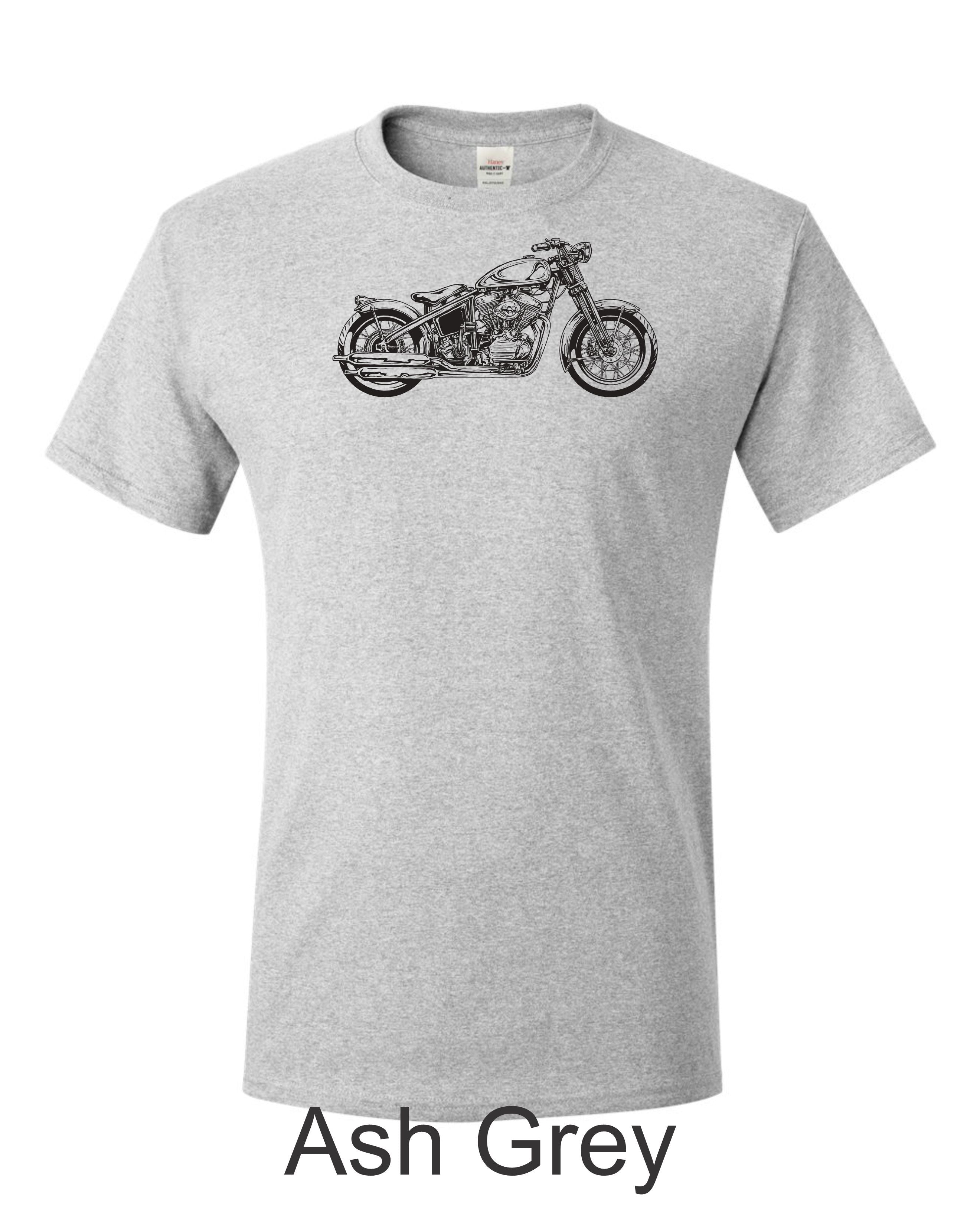 Harley with Springer forks printed on men's shirt. Classic Harley gift.