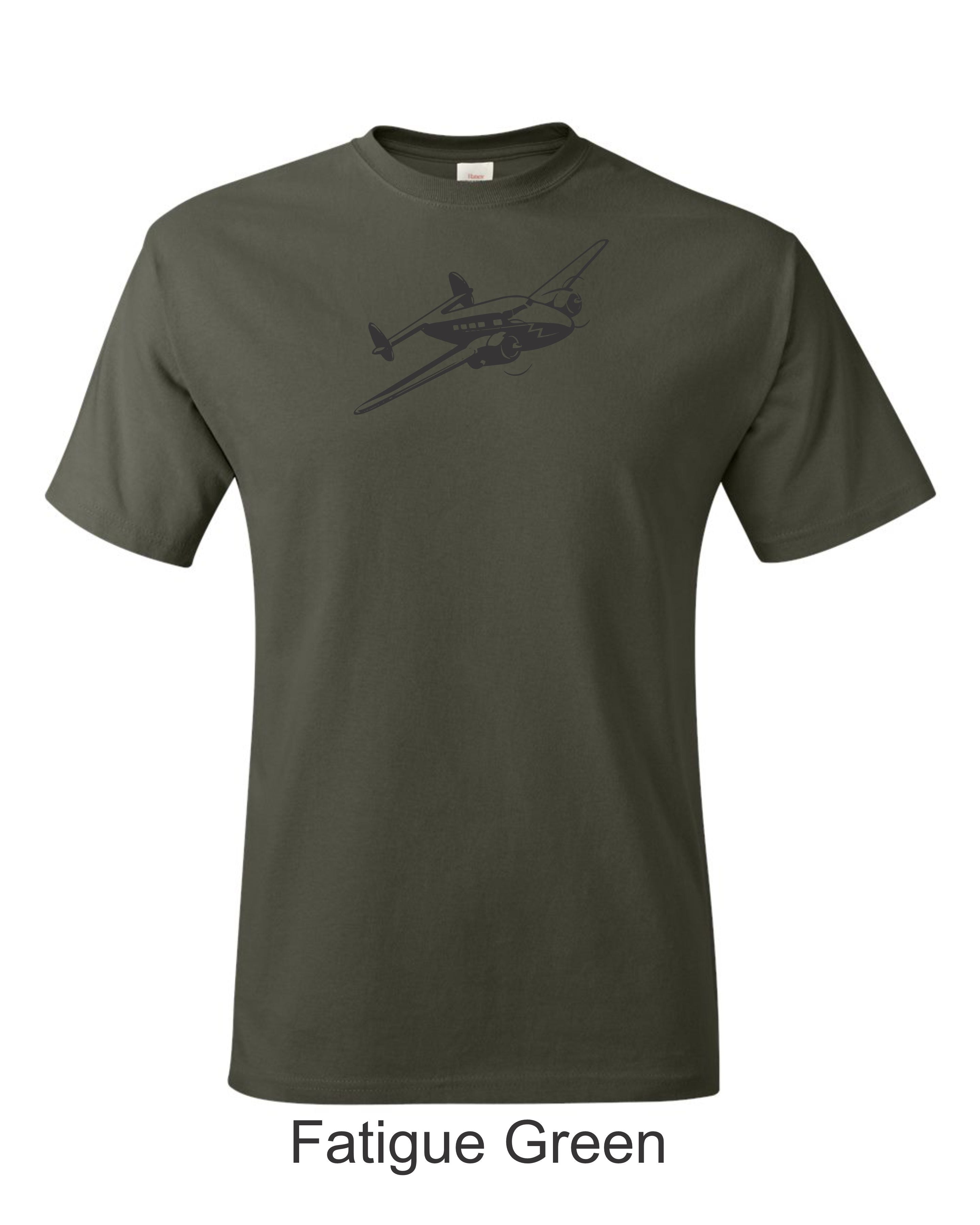 Lockheed Electra drawing printed on men's shirt. Free Shipping. Classic 1930s plane.