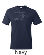 Hawker Hurricane drawing printed on men's shirt. Famous WW2 Fighter. Free shipping.