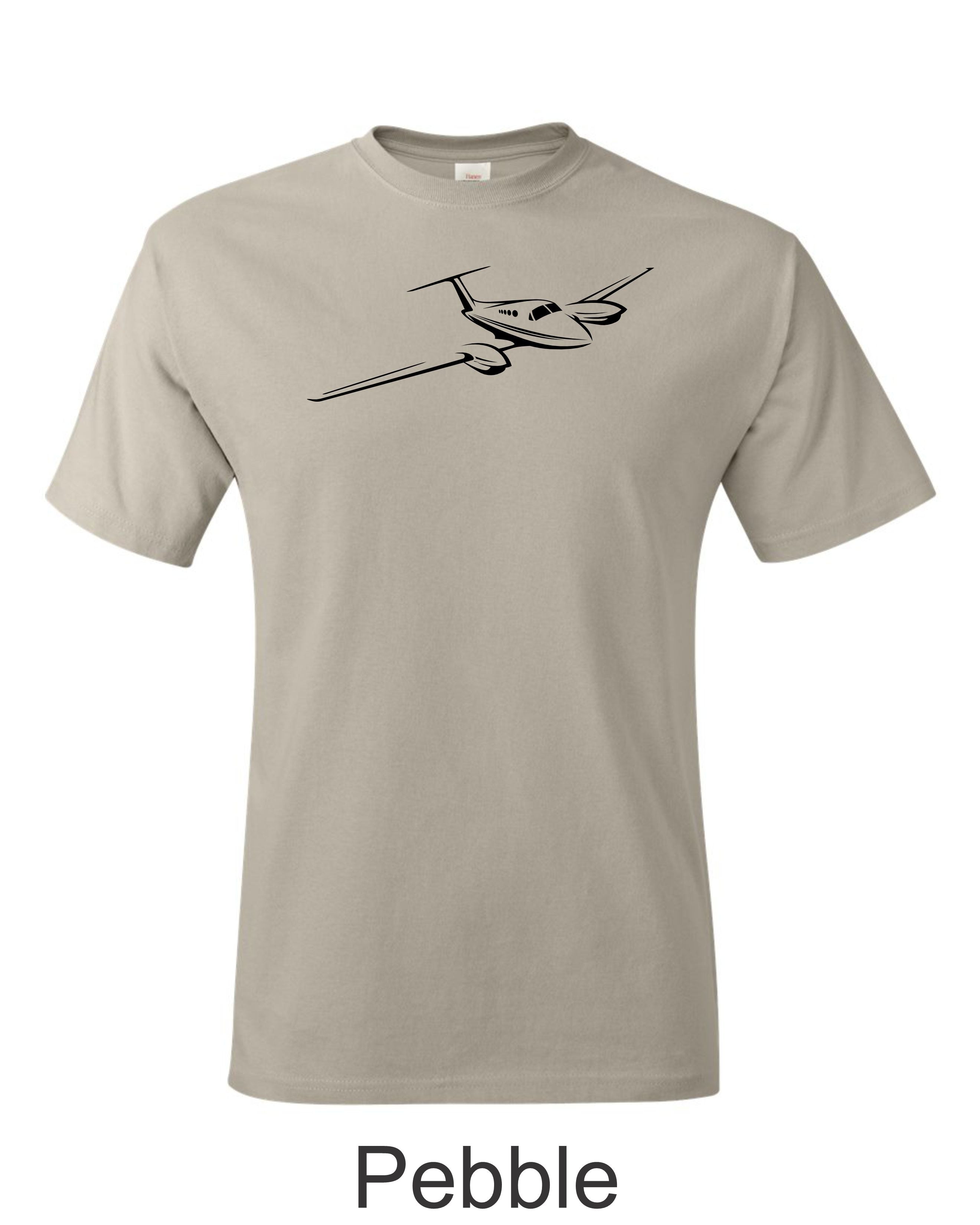 Piper Twin airplane drawing printed on men's shirt. Free Shipping