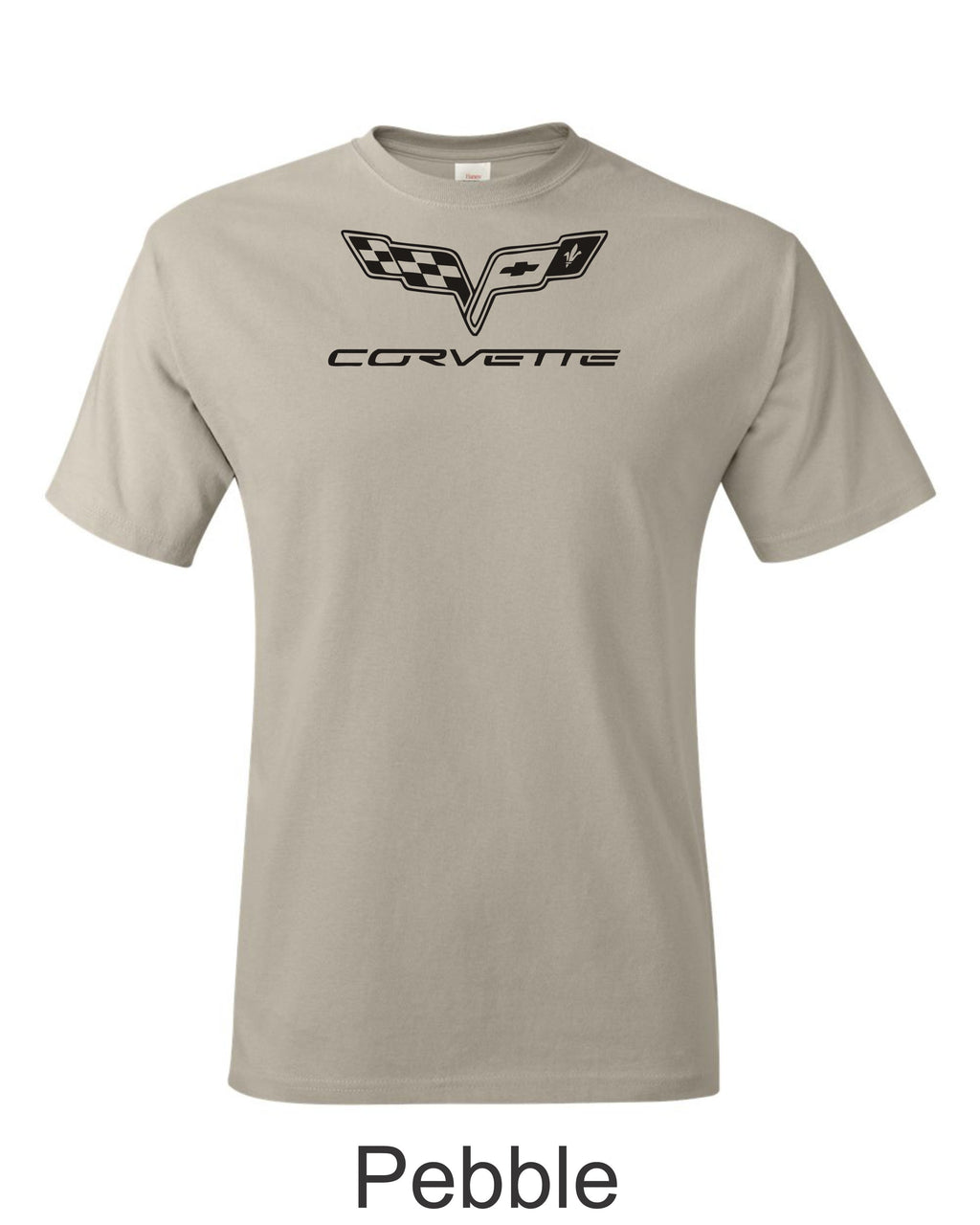 Blacked out C6 Corvette emblem printed on mens shirt. Great gift for car guy.
