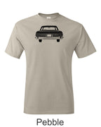 60"s Plymouth drawing printed on mens shirt. Gift of MOPAR guy. Free shipping.