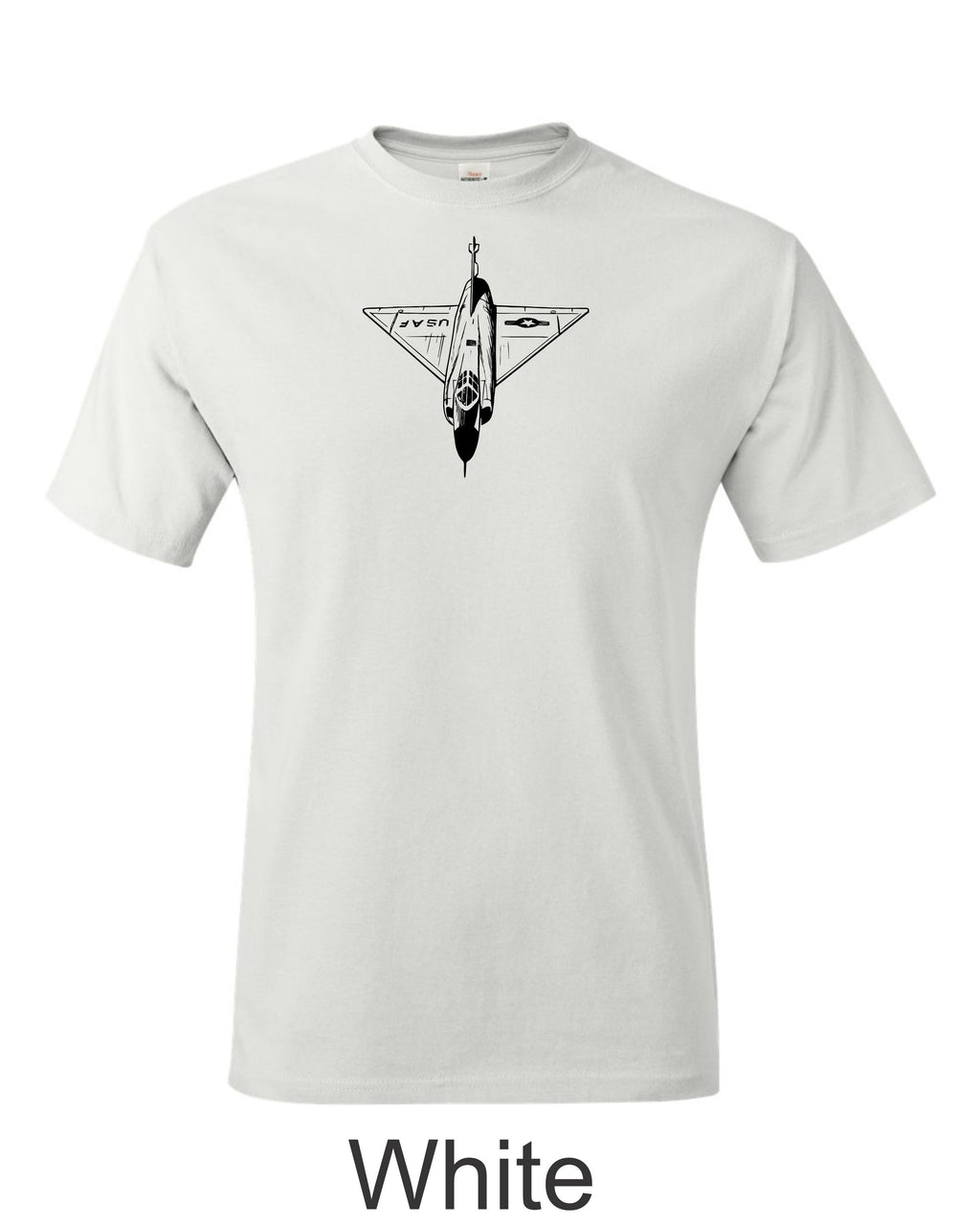 F 106 Delta Dart Drawing printed on men's shirt. Famous Cold War Interceptor. Free shipping.