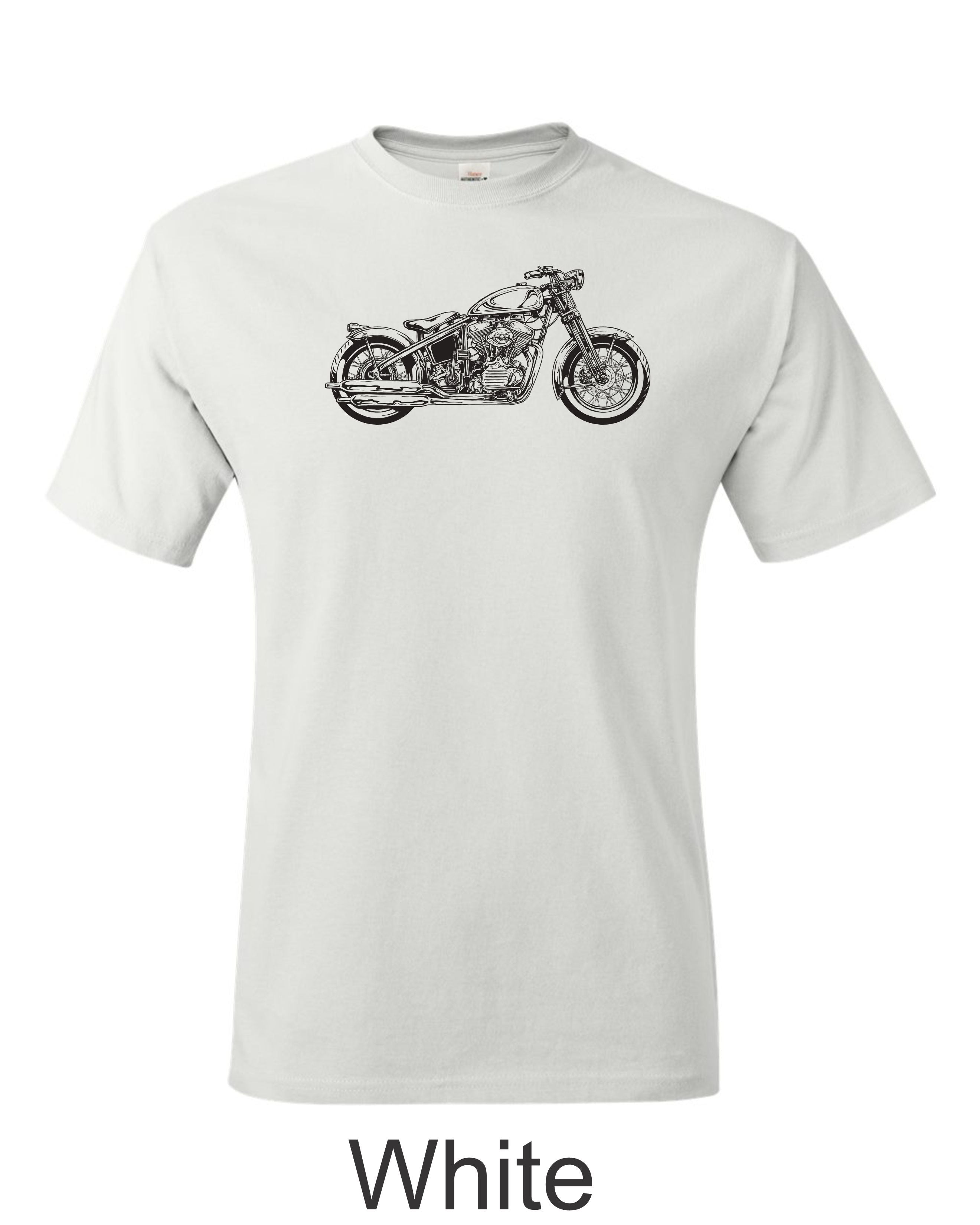 Harley with Springer forks printed on men's shirt. Classic Harley gift.