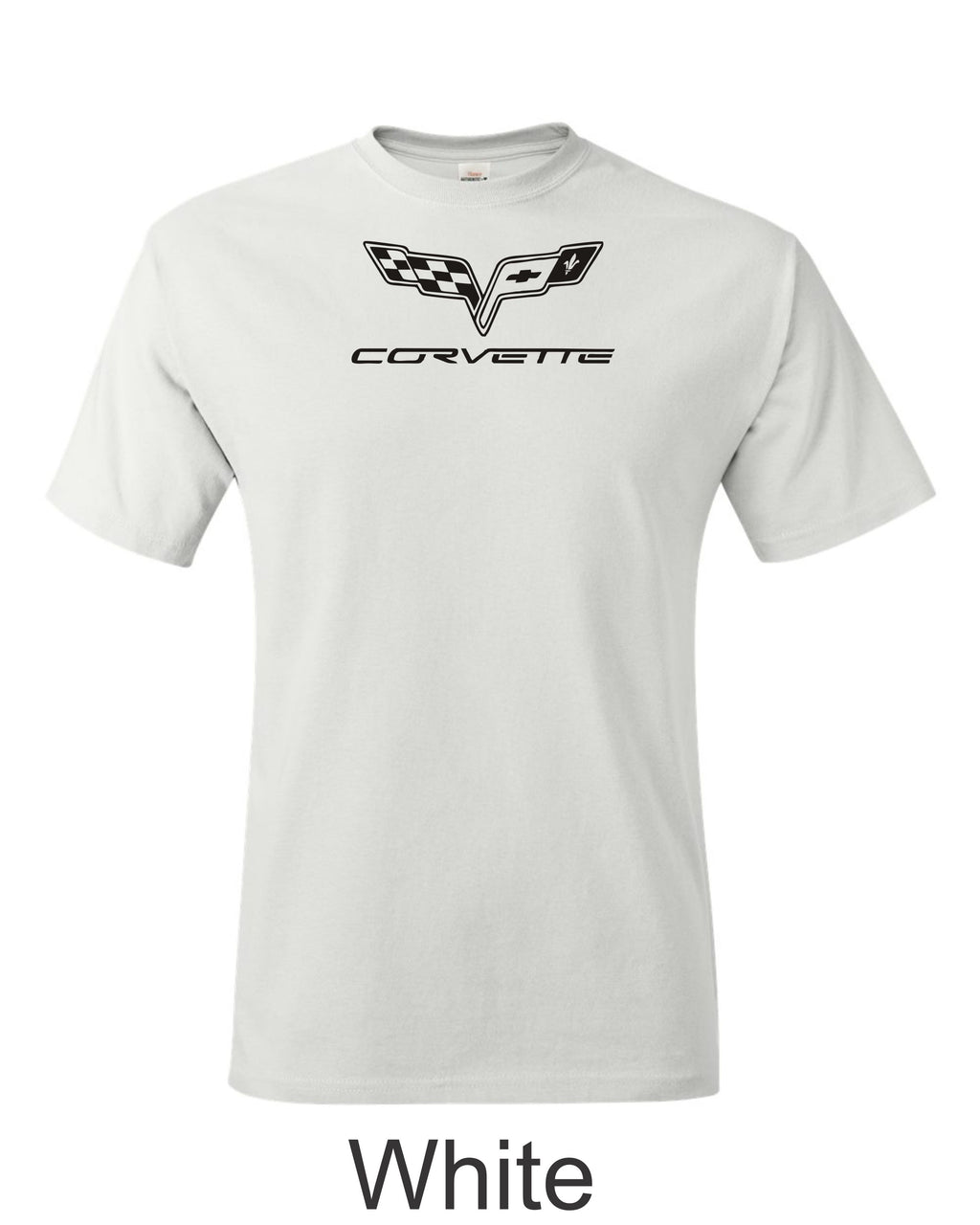 Blacked out C6 Corvette emblem printed on mens shirt. Great gift for car guy.