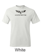 Blacked out C6 Corvette emblem printed on mens shirt. Great gift for car guy.