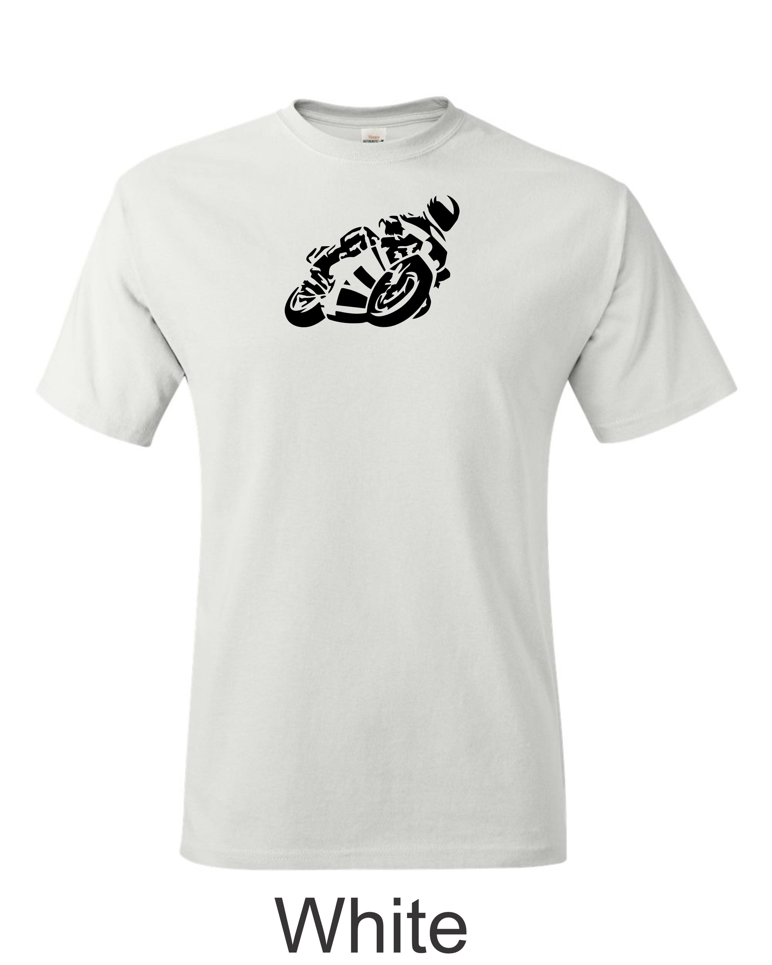 Track bike drawing printed on mens shirt. Great for the road race guy.