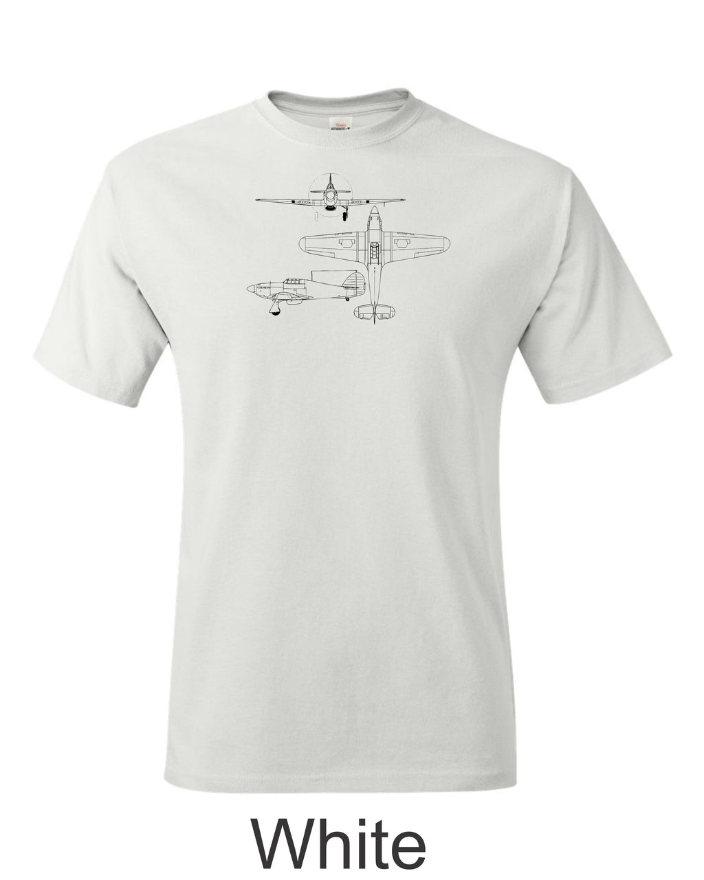 Hawker Hurricane drawing printed on men's shirt. Famous WW2 Fighter. Free shipping.