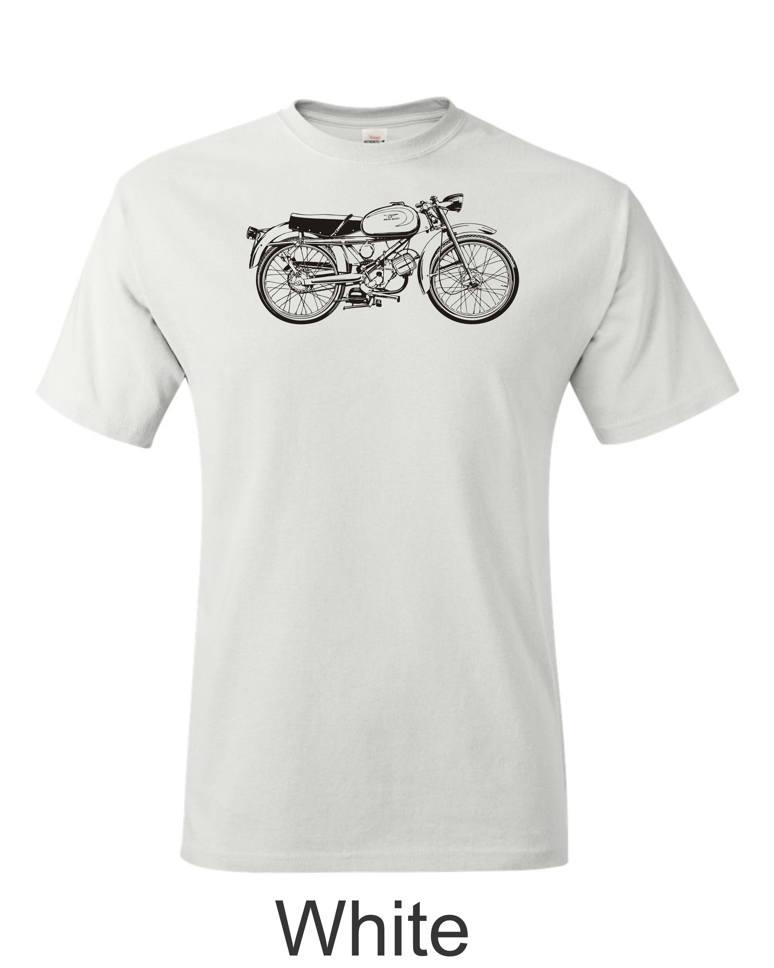 Moto Guzzi Cardellino Printed Men's T-shirt.  Great Gift for the classic motorcycle fan.  Free Shipping