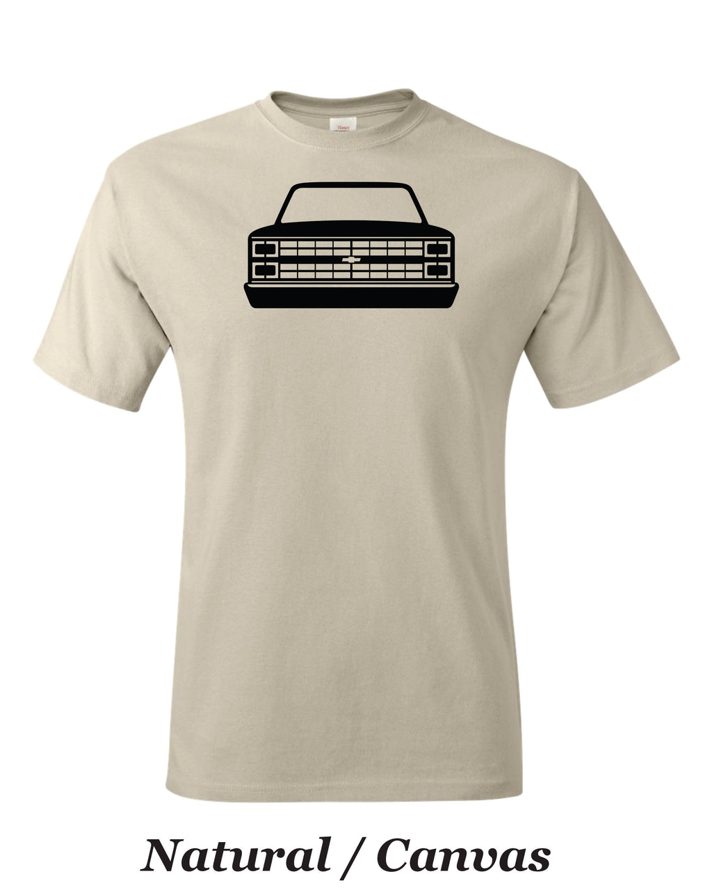 83 Chevy Truck printed on mens shirt. great for the car guy