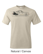 Porsche 911 Line drawing printed on mens shirt. Gift for sports car guy.