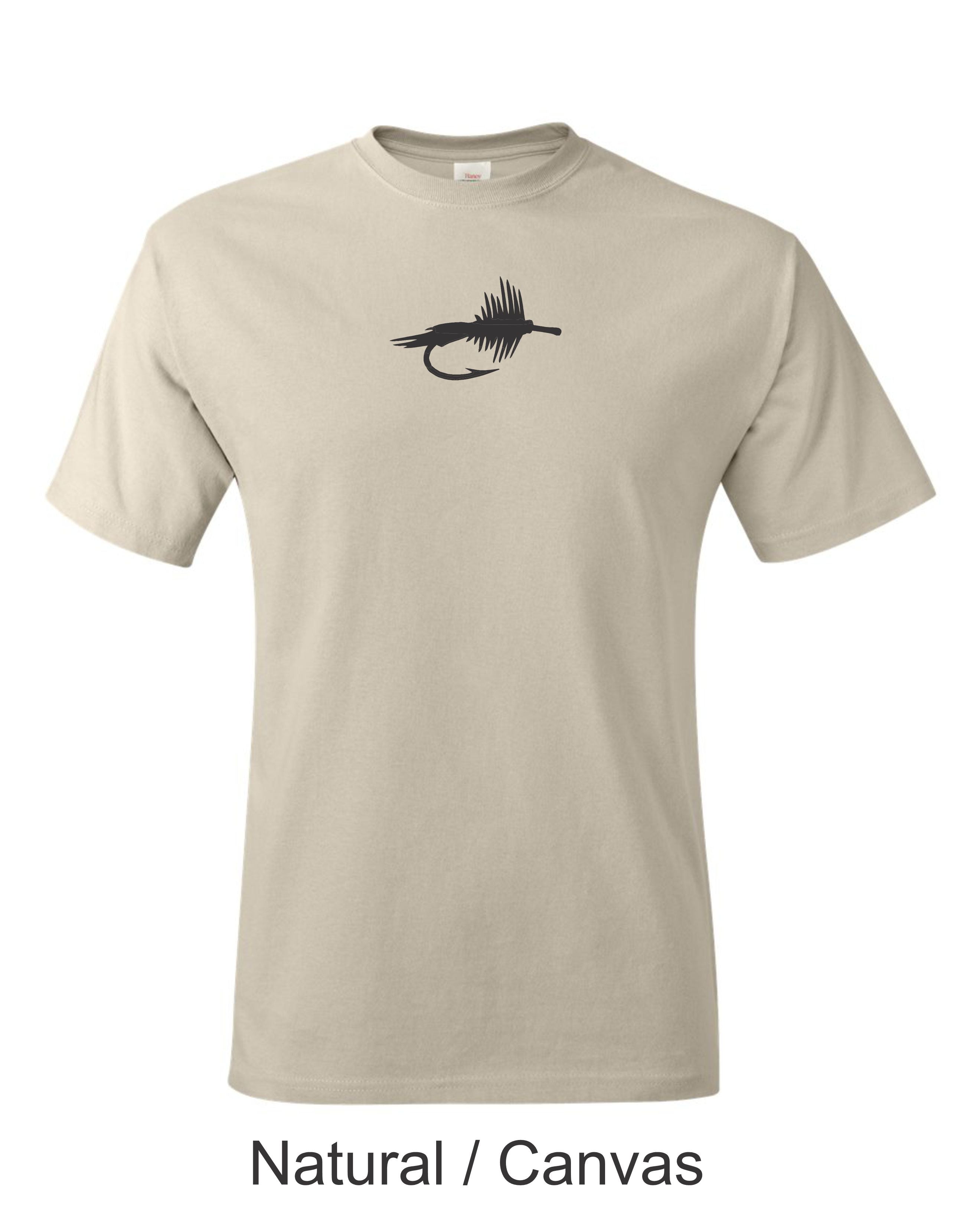 Dry Fly print on mens shirt.  Fly fishing gift. Fisherman gift.