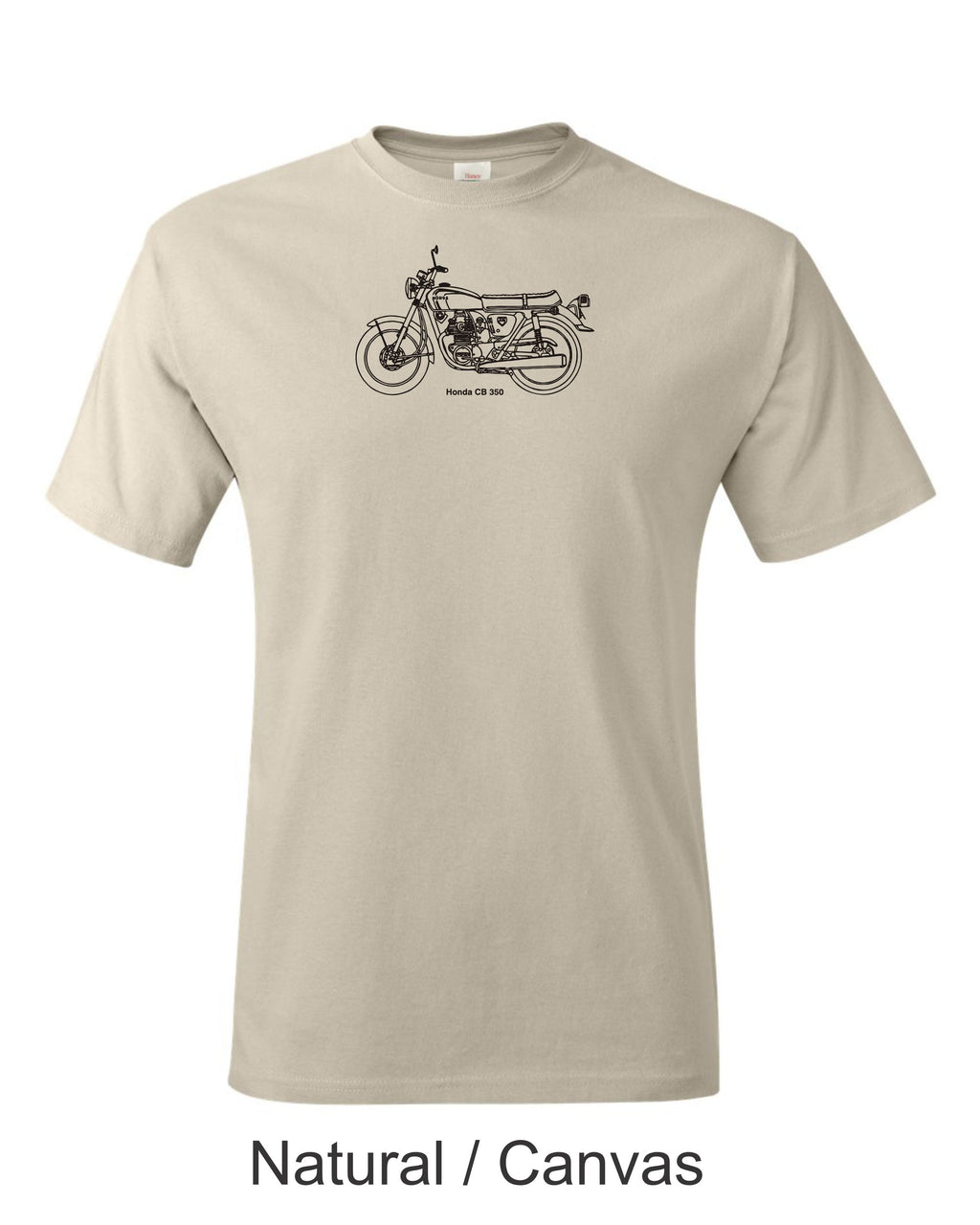Honda CB 350 print on men's shirt. Great gift for the Honda motorcycle fan.