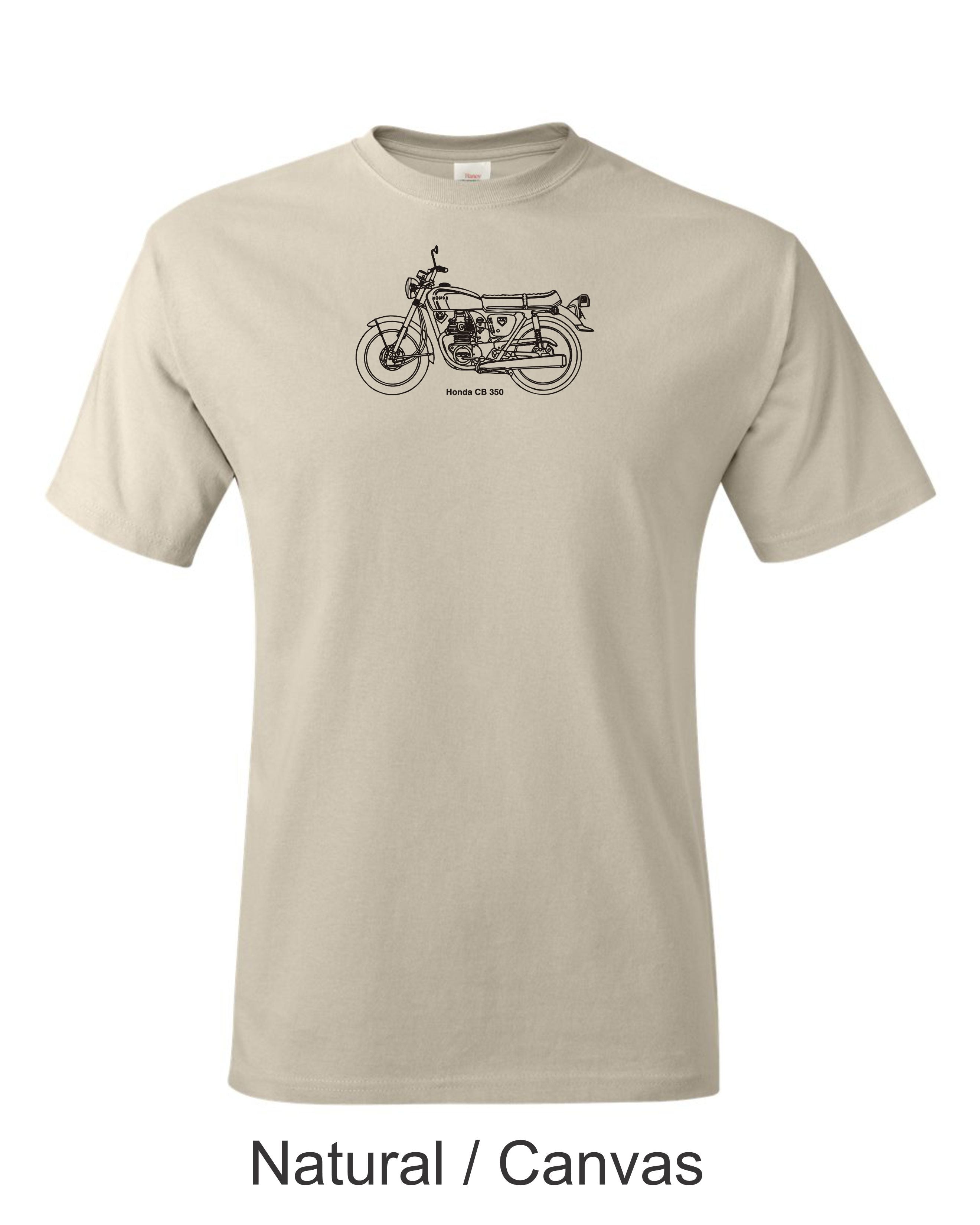 Honda CB 350 print on men's shirt. Great gift for the Honda motorcycle fan.