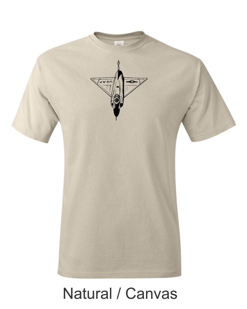 F 106 Delta Dart Drawing printed on men's shirt. Famous Cold War Interceptor. Free shipping.