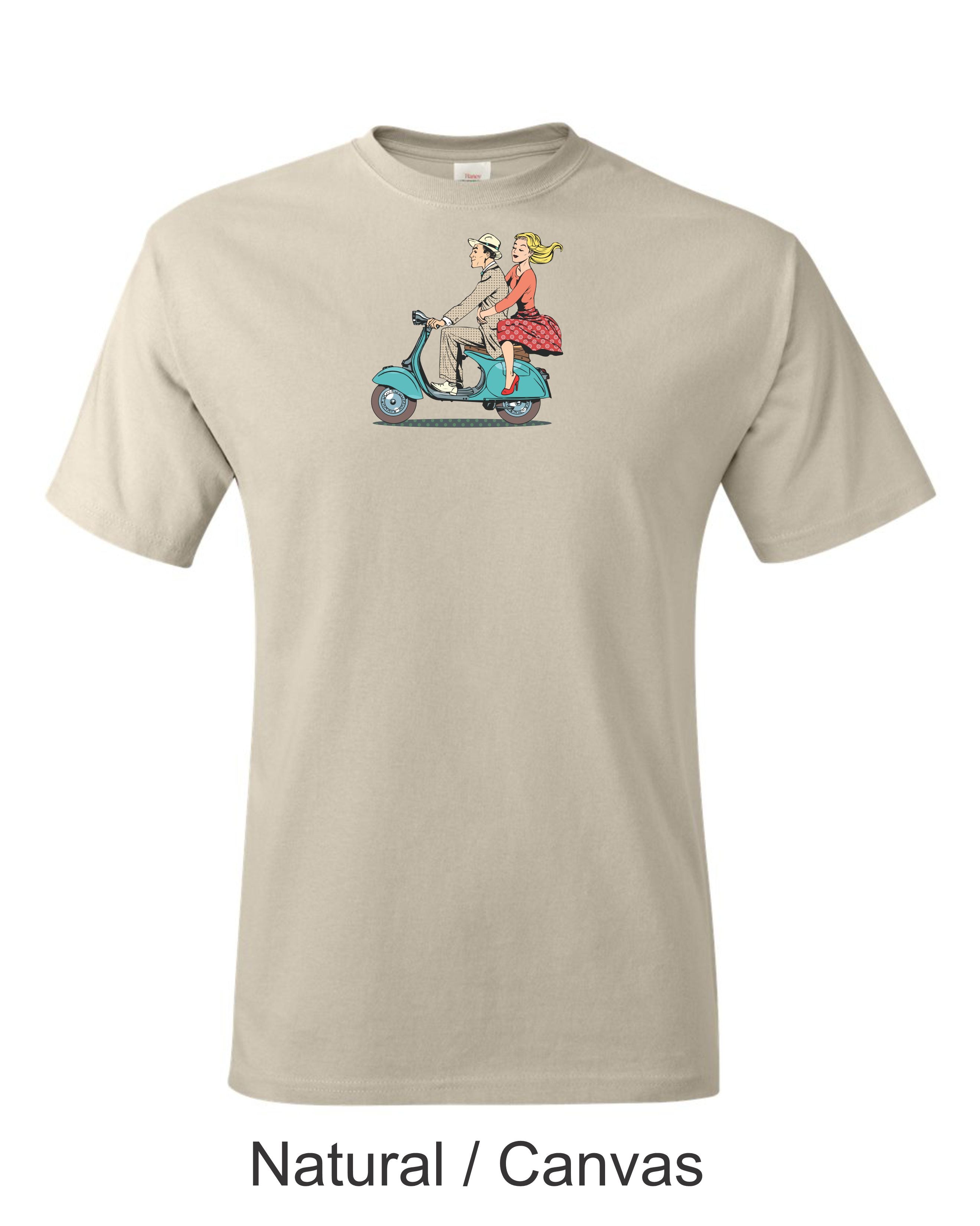 Vintage Vespa Scooter T-Shirt, Italian Couple Graphic Tee