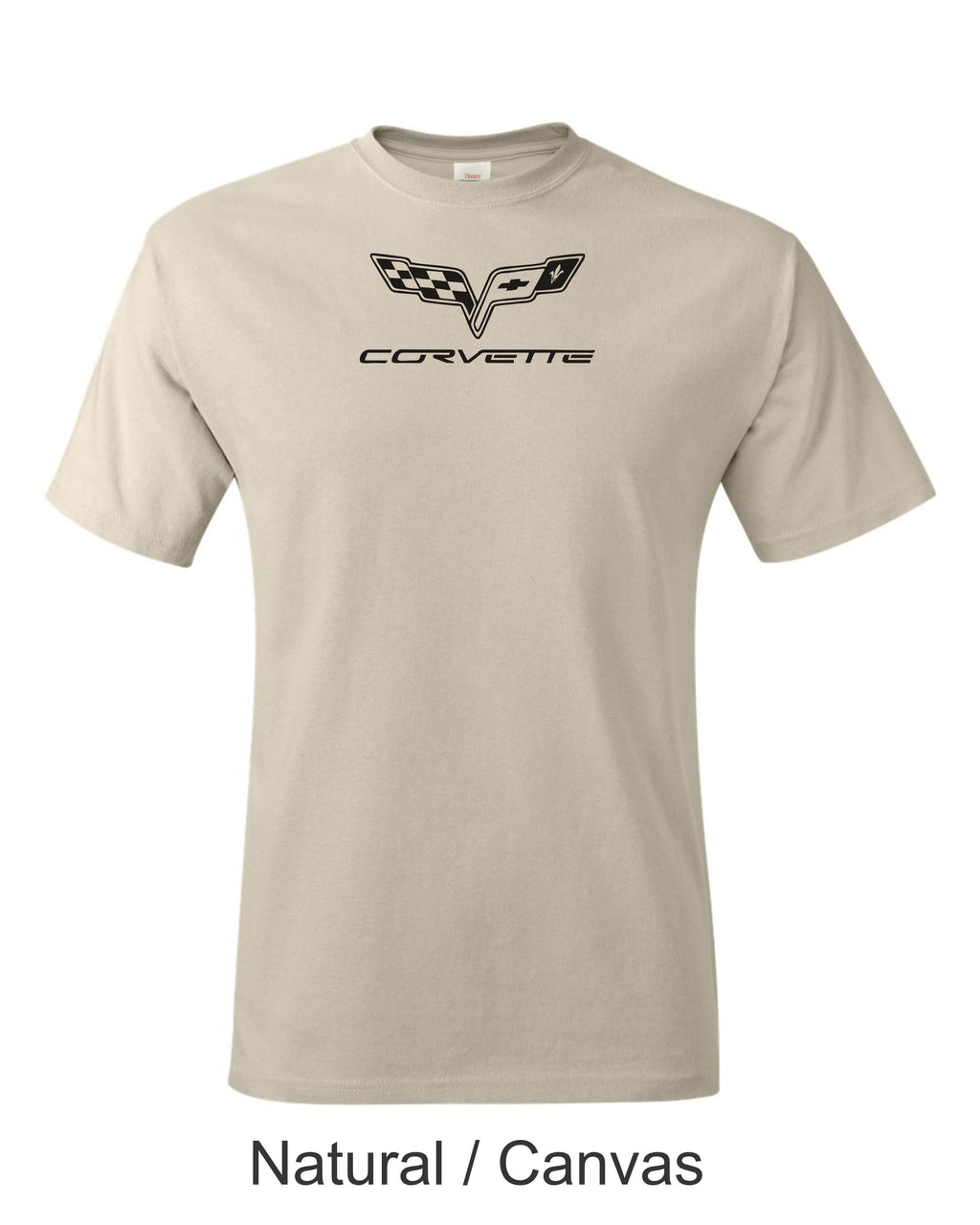 Blacked out C6 Corvette emblem printed on mens shirt. Great gift for car guy.