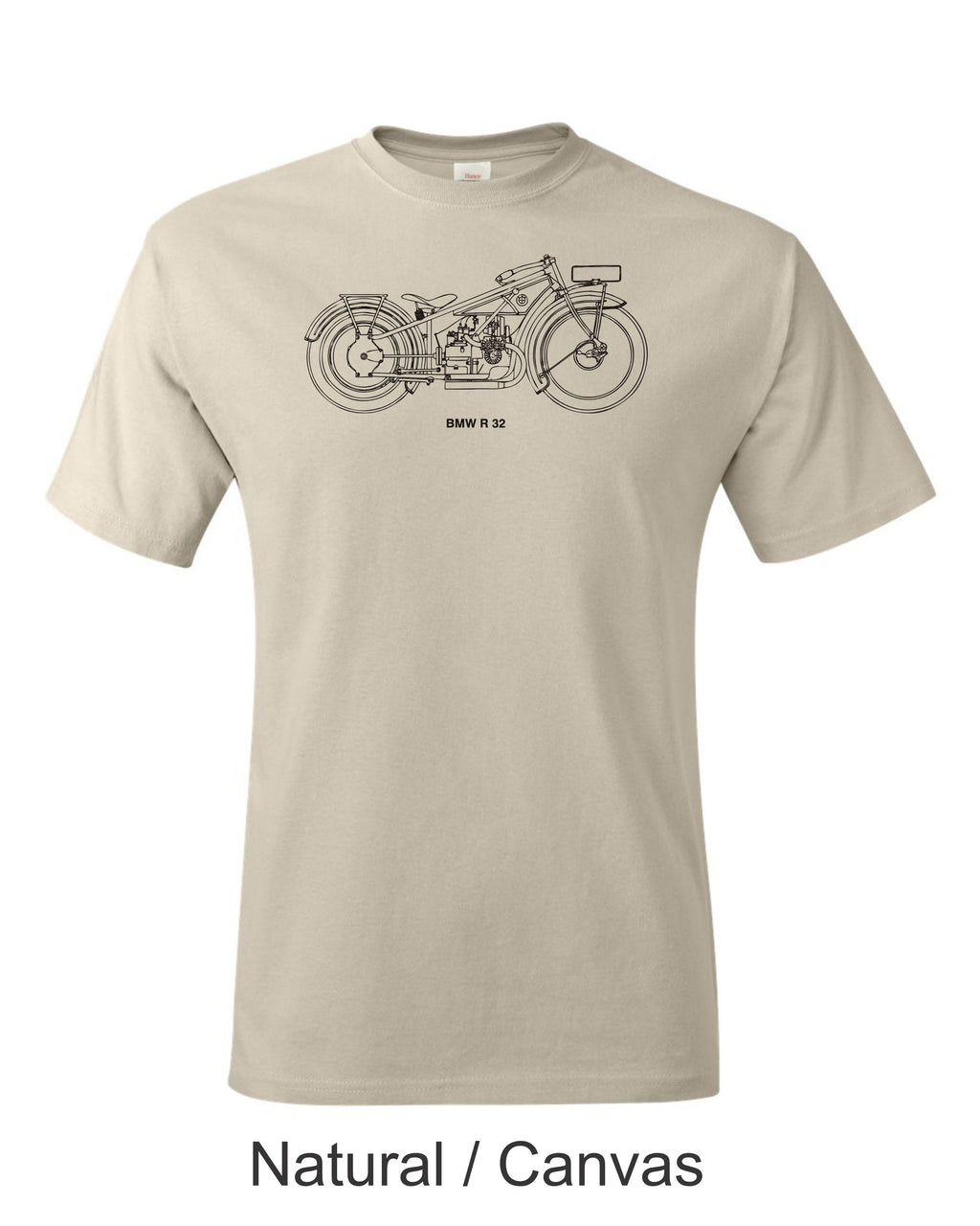 BMW R 32 Drawing printed on mens shirt.  Great gift for the BMW fan.
