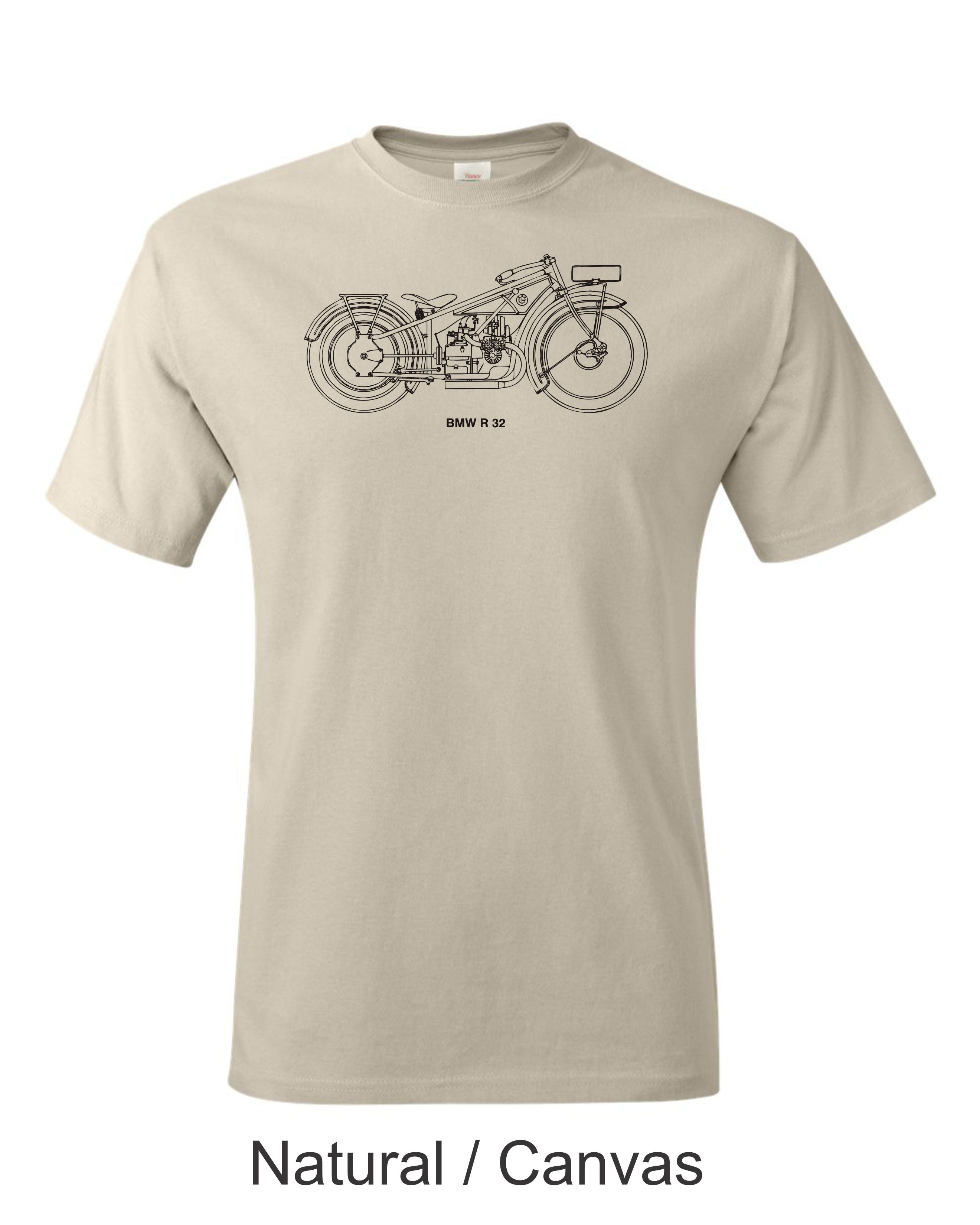 BMW R 32 Drawing printed on mens shirt.  Great gift for the BMW fan.