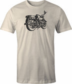 Vintage Bike drawing printed on men's shirt.