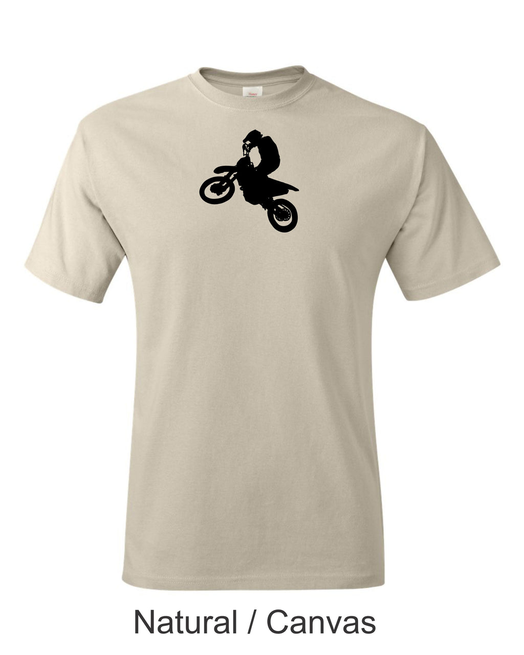 Dirtbike rider printed on mens shirt. Great for desert, motocross rider.