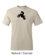 Dirtbike rider printed on mens shirt. Great for desert, motocross rider.