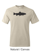 Trout Silhouette printed on mens shirt.  Great gift for the fisherman.