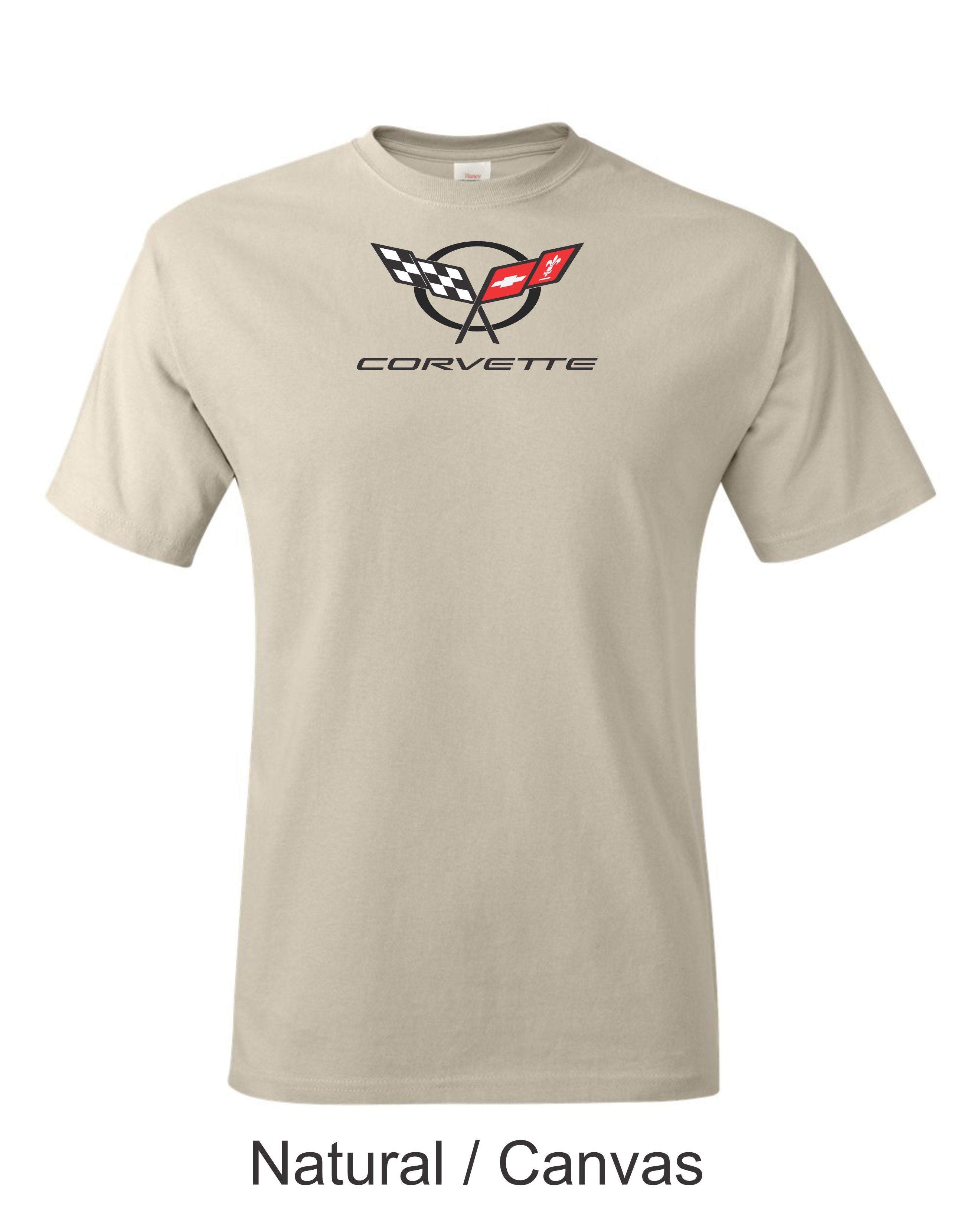 C5 Corvette Emblem printed on mens shirt. Great gift for the American Muscle car Fan.