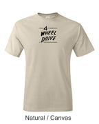 Jeep 70's 4 Wheel drive Emblem printed on mens shirt.