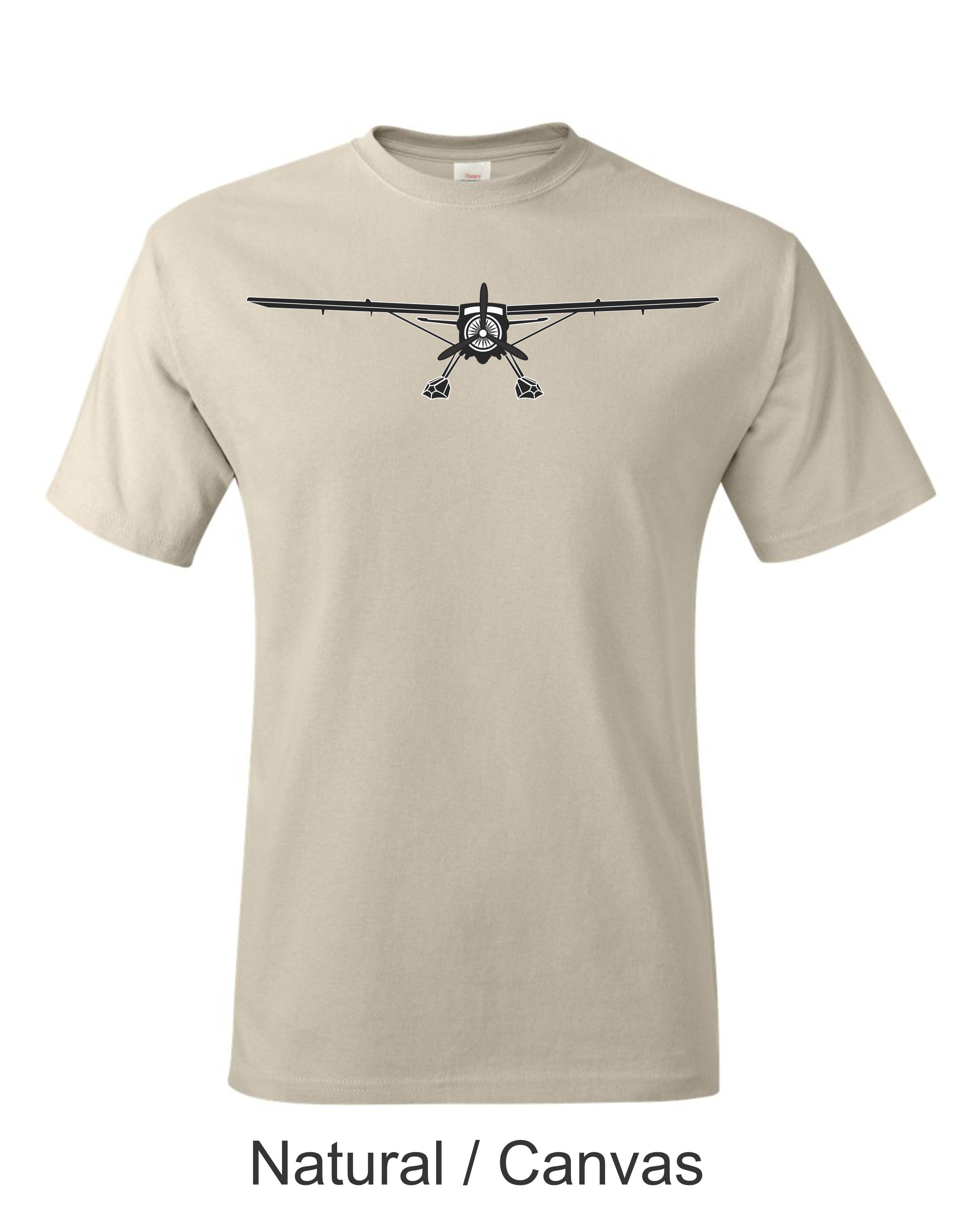 De Havilland Beaver FLoat Plane drawing printed on men's shirt.  Free Shipping.