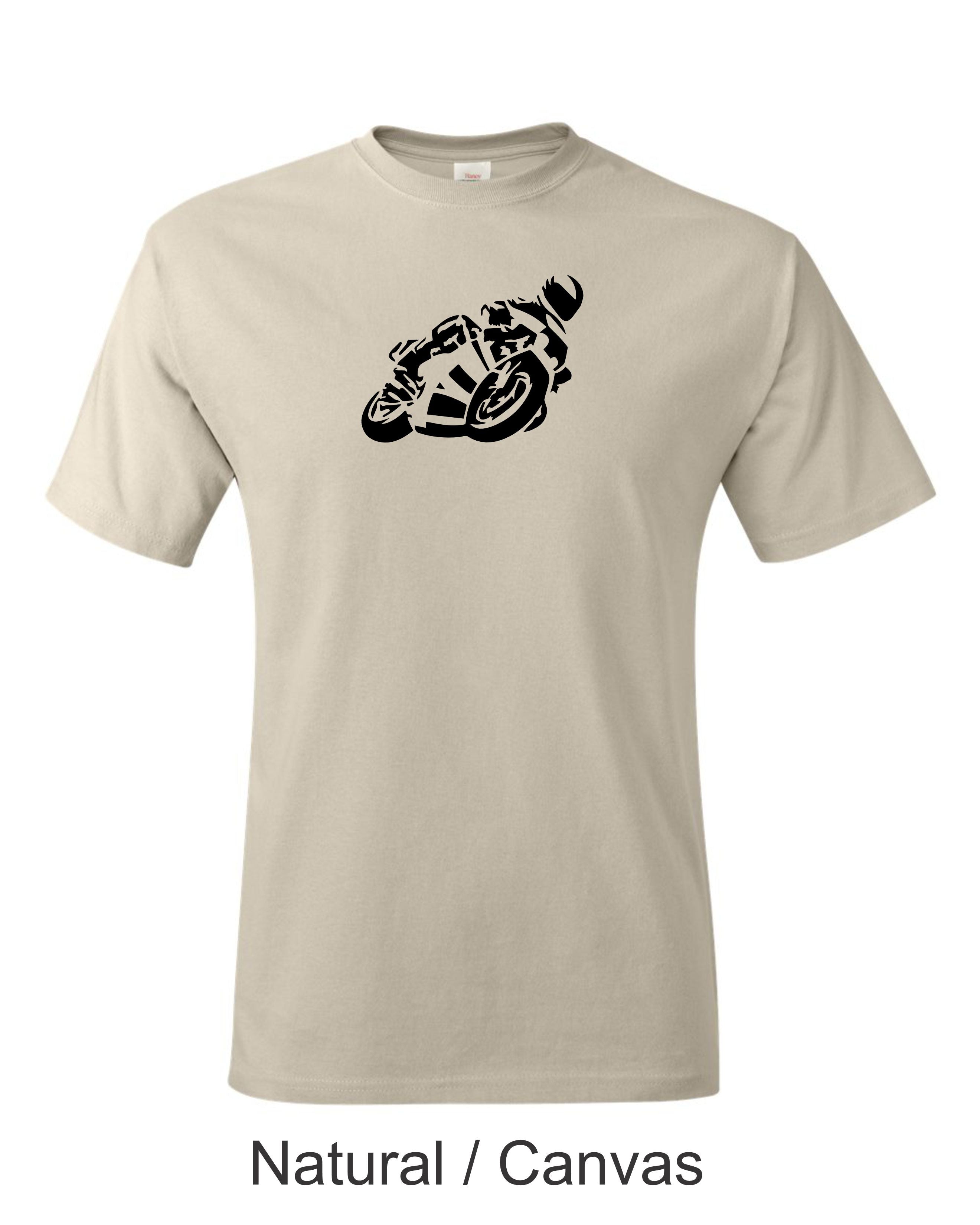 Track bike drawing printed on mens shirt. Great for the road race guy.