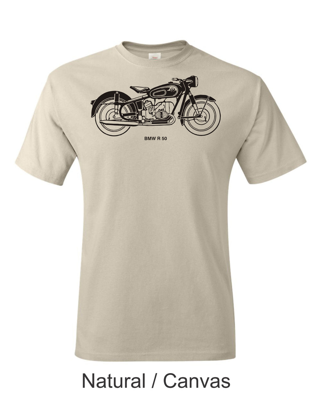 BMW R 50 motorcycle Drawing printed on mens shirt. Great gift for the motorcycle Guy.