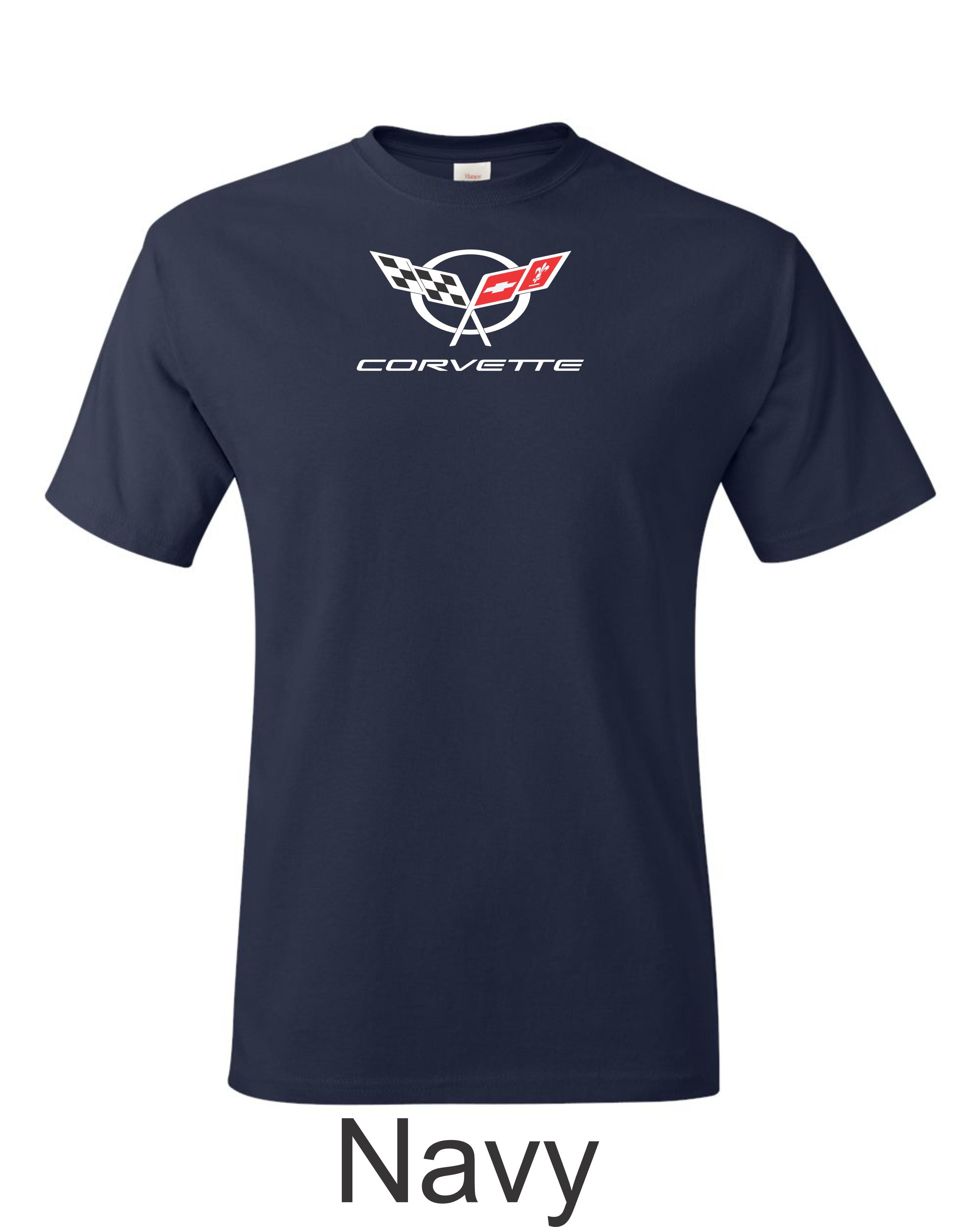C5 Corvette Emblem printed on mens shirt. Great gift for the American Muscle car Fan.